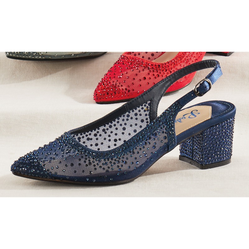 Lady Couture Rhinestone Demi Slingback for Women with 2.5