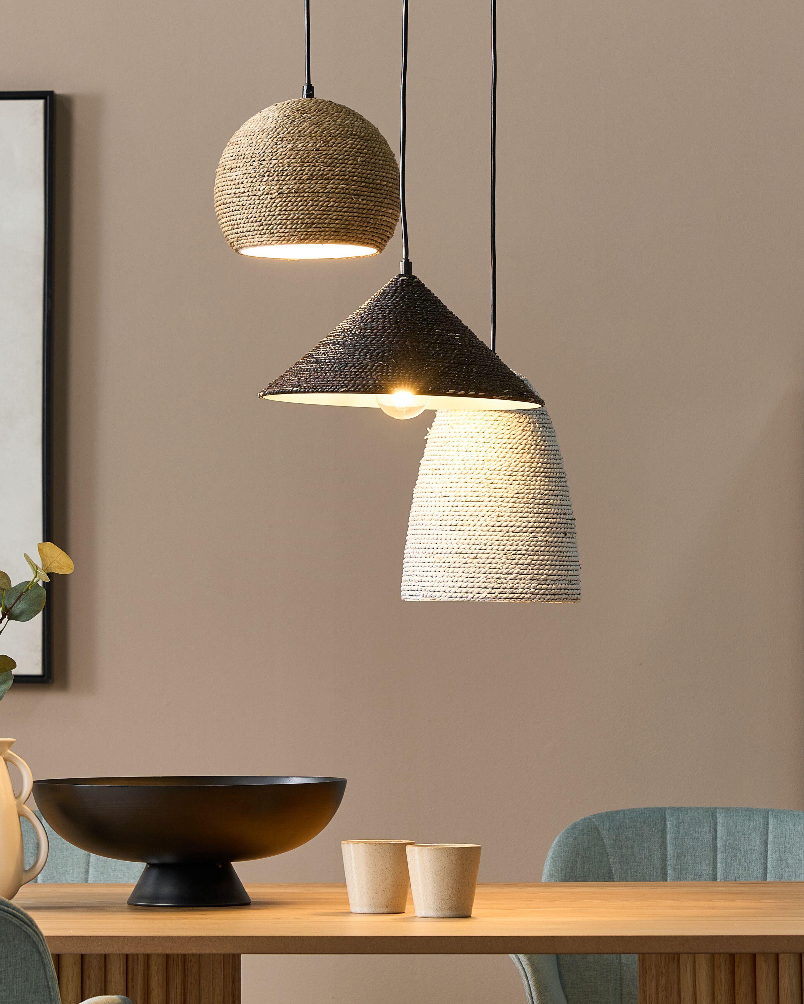 Pendant Lamp ENDRICK Wicker Natural White Brown