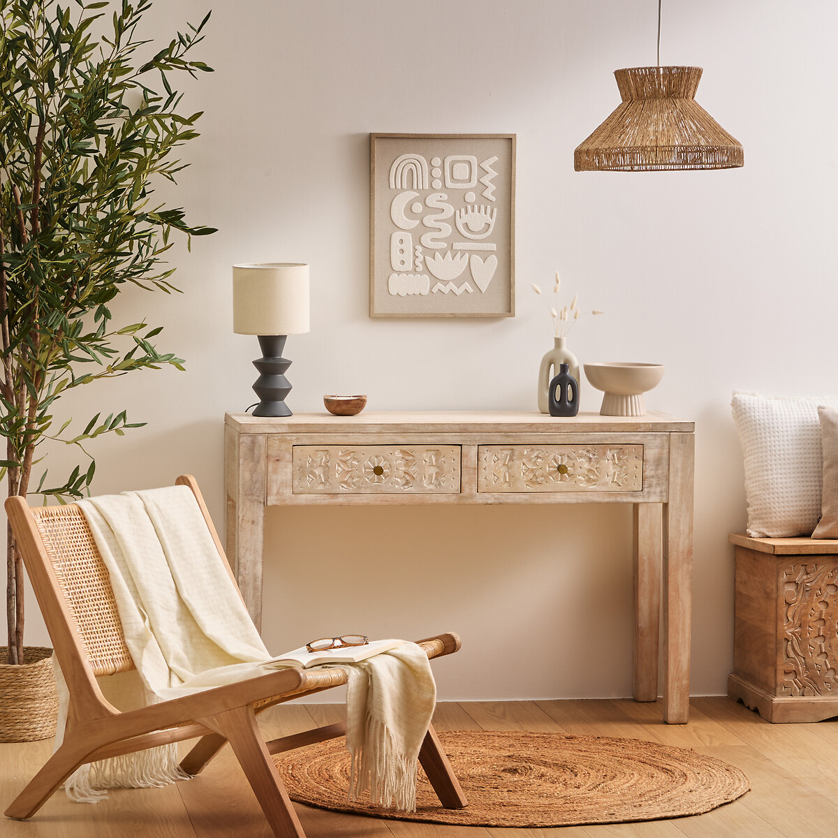 2-drawer console table "Shirel" Mango tree, L.120 cm