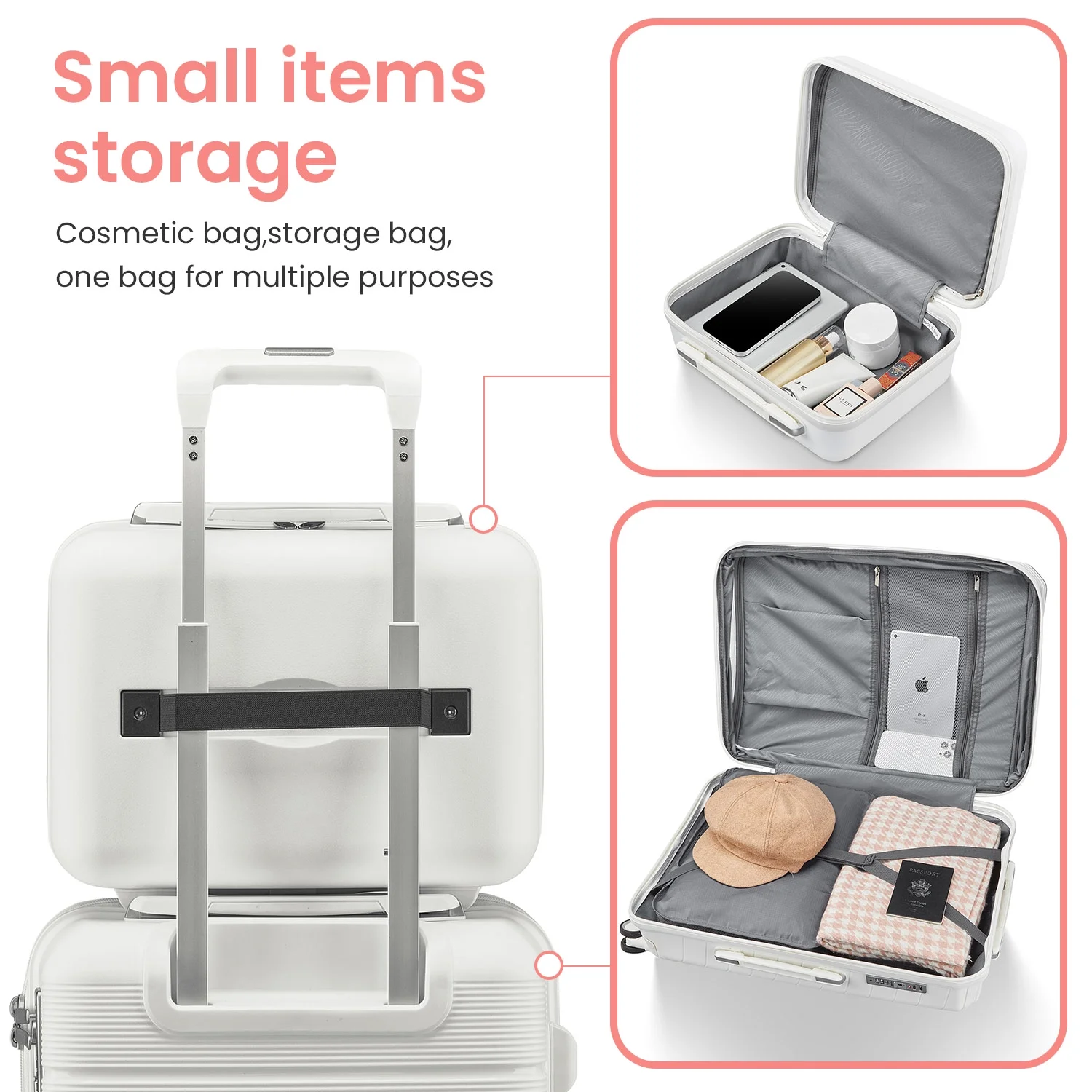 4 Piece Luggage Set, Expandable Lightweight Suitcase Set, PP Materials Travel Luggage with TSA Lock Spinner Wheels, White (14/20/24/28) - Image 8
