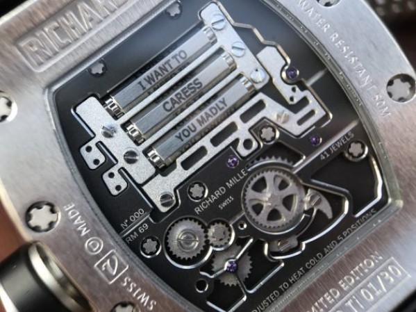 Replica Richard Mille RM069 SS Fake Tourbillon Skeleton Dial Black Rubber Strap A23J - Top club