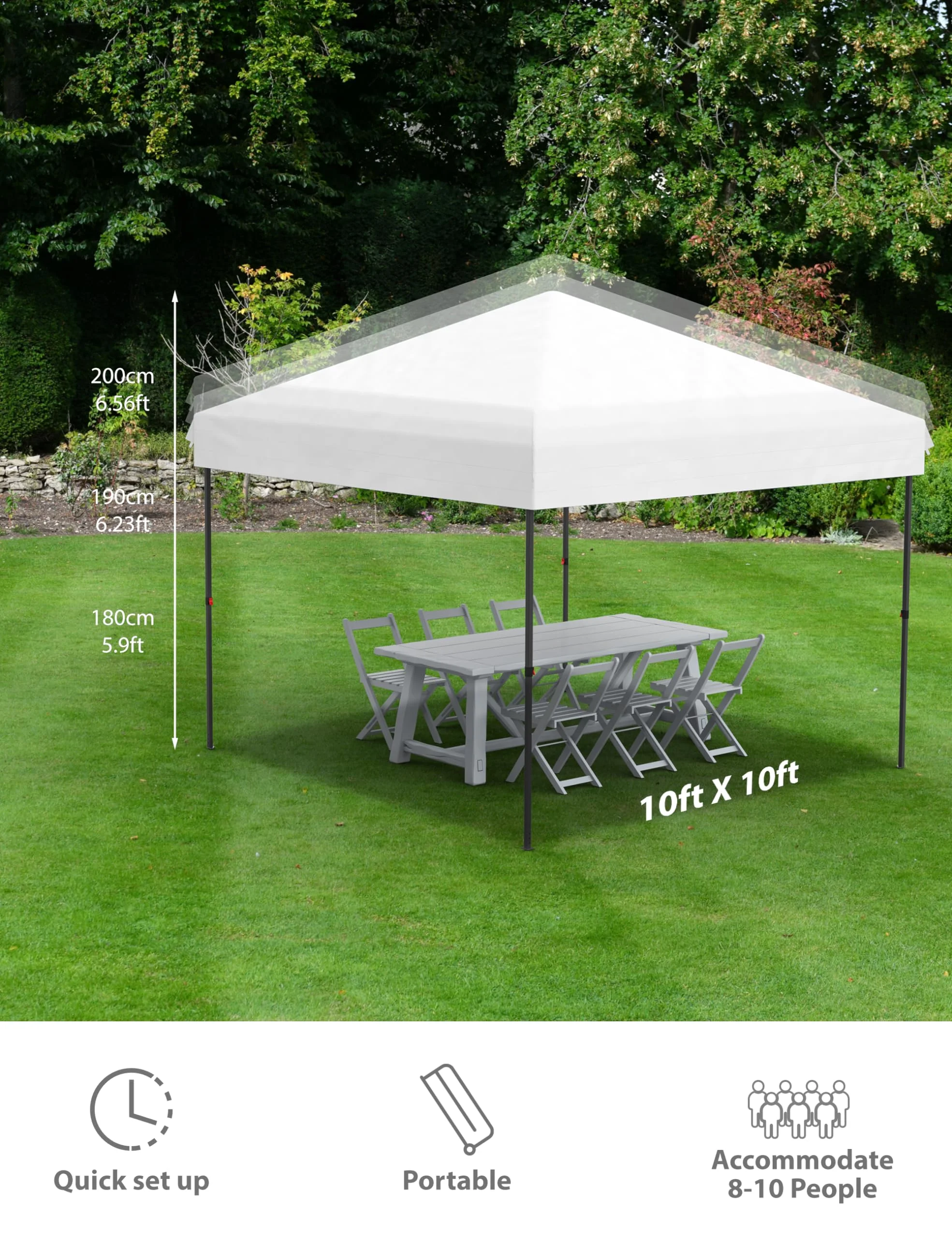 Danolapsi 10x10 Ft Pop Up Canopy Tent Easy One Person Set-up,Easy Outdoor Sun Shade,Instant Portable Shelter with 4 Stakes,4 Ropes,4 Sandbags for Patio, Outdoor Activities