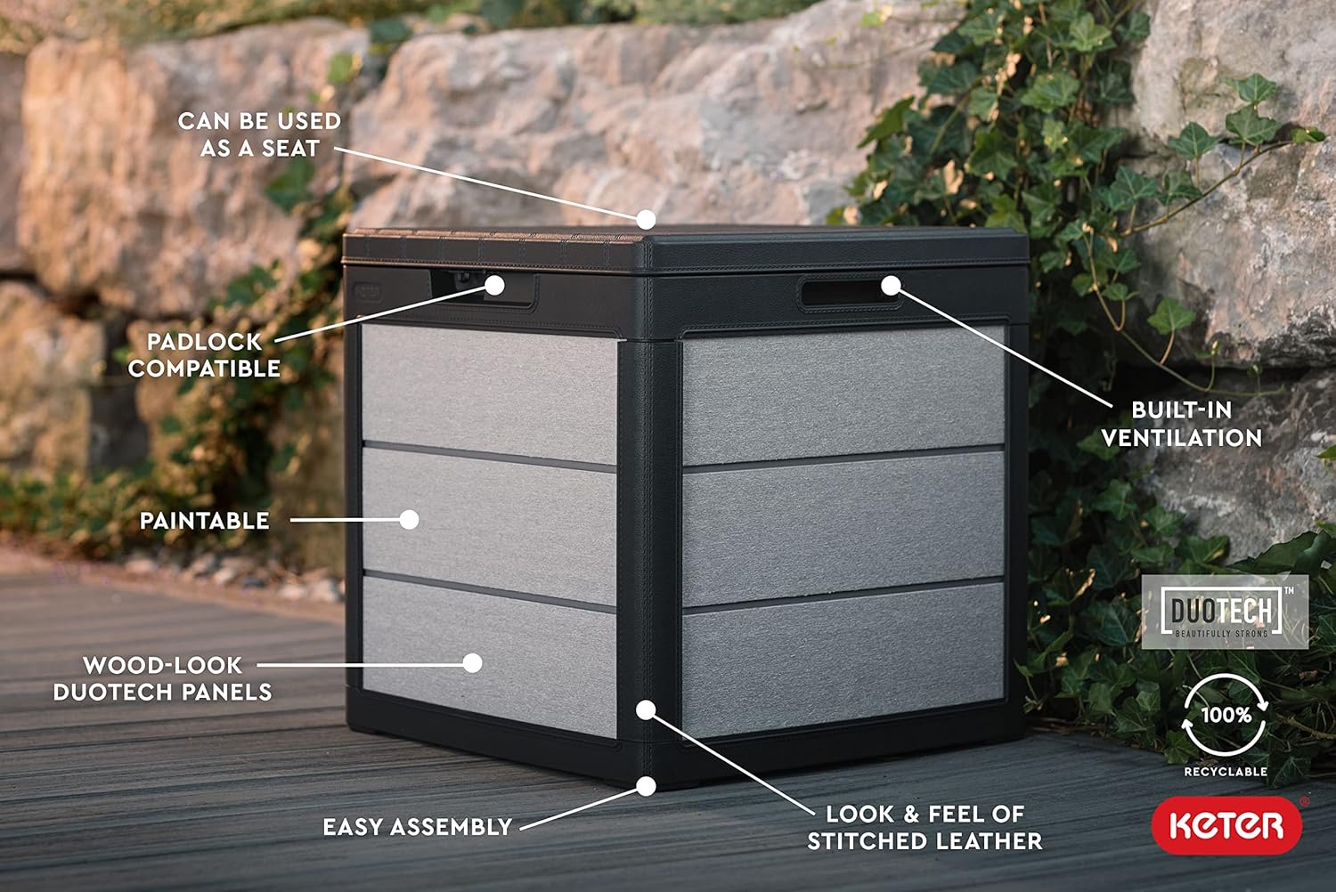 200 Gallon Resin Deck Box, 59.7 in L x 28.5 in W x 35.4 in H - Image 15 200 Gallon Resin Deck Box, 59.7 in L x 28.5 in W x 35.4 in H - Image 15