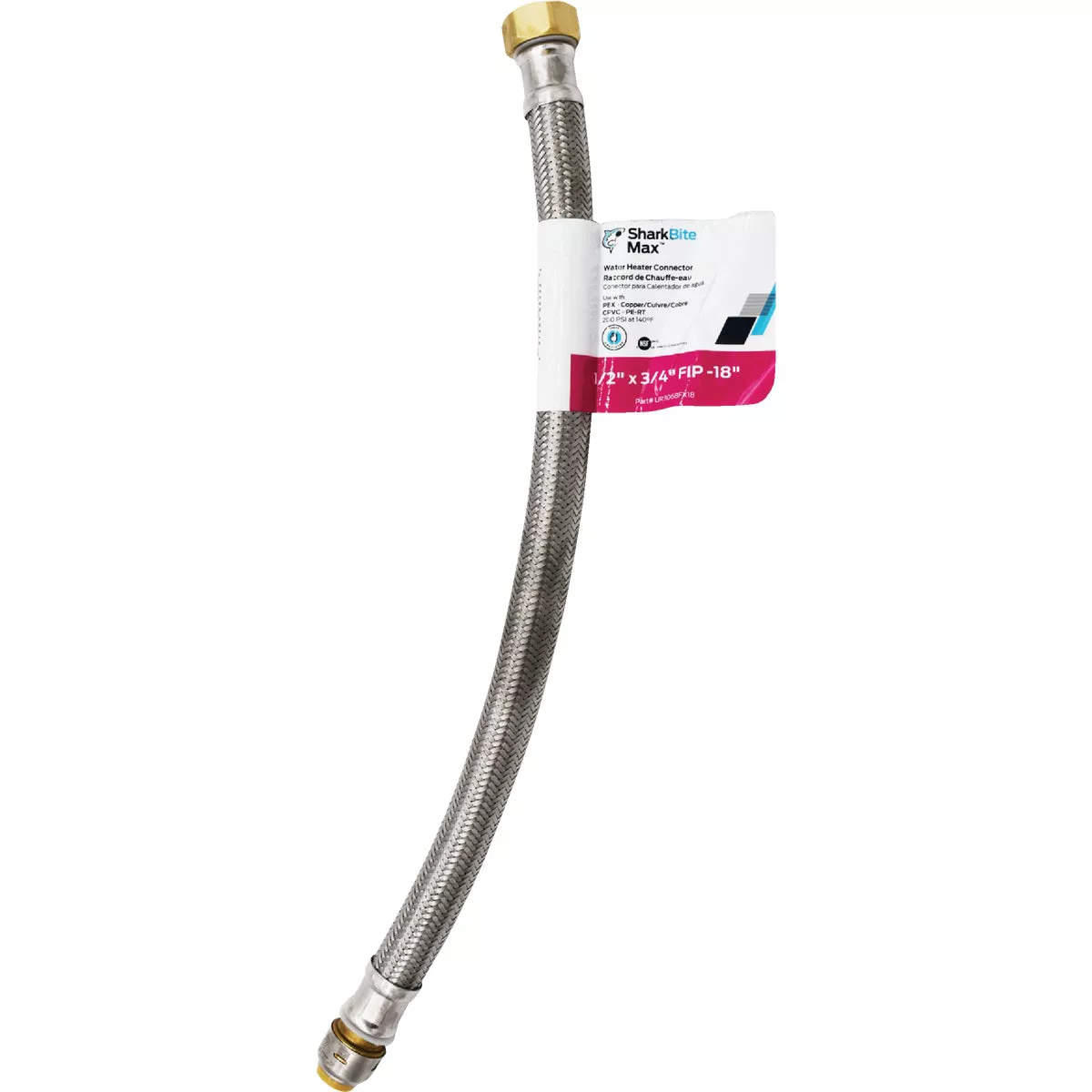 SharkBite 1/2 In. X 3/4 In. FIP X 18 In. L Braided Flexible Water Heater Connector
