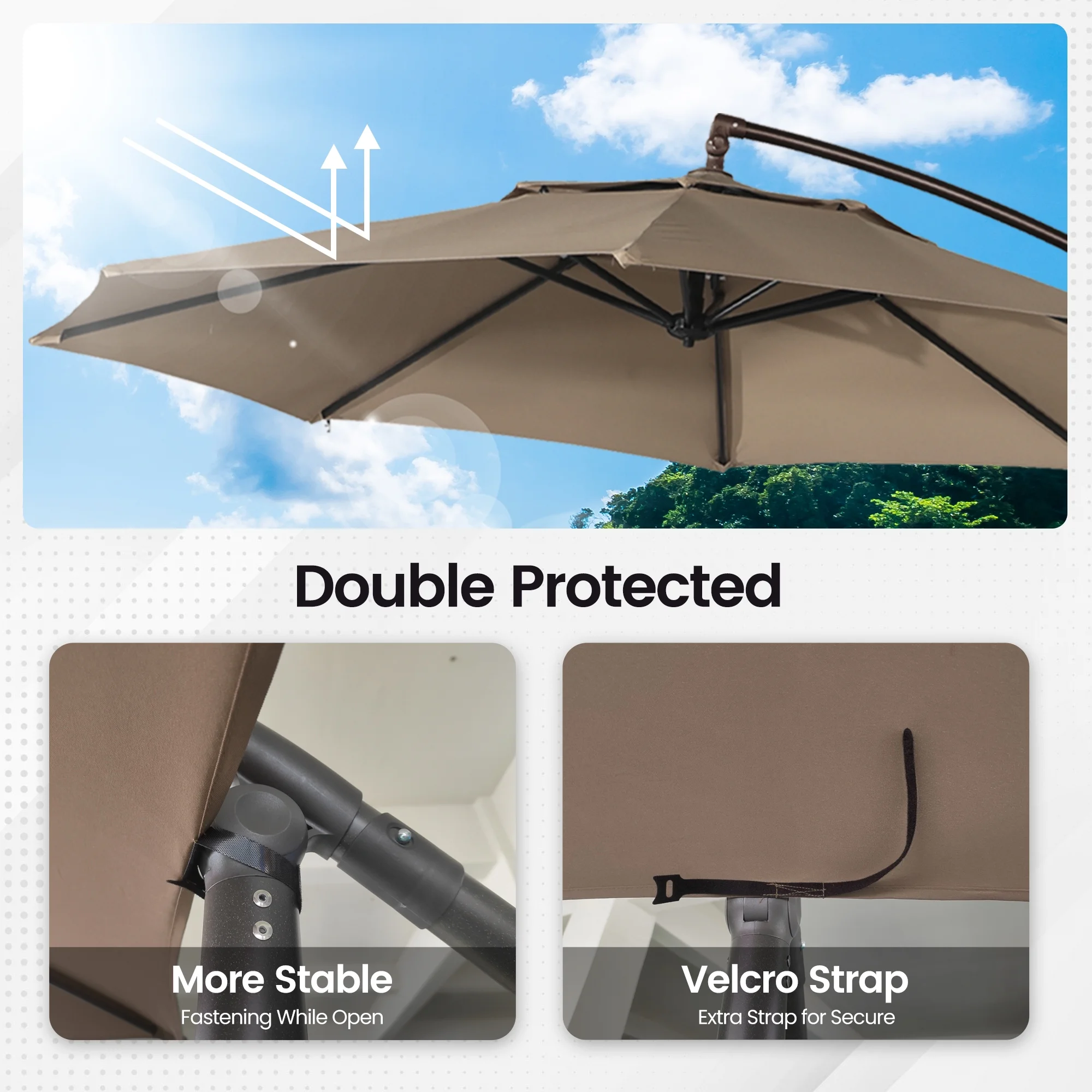Mondawe 10ft Solar Lights Offset Cantilever Patio Umbrella - with Light, LED Lighted Offset Hanging Patio Outdoor Market Umbrella UPF50+ UV Protection with Crank,Navy Blue - Image 21