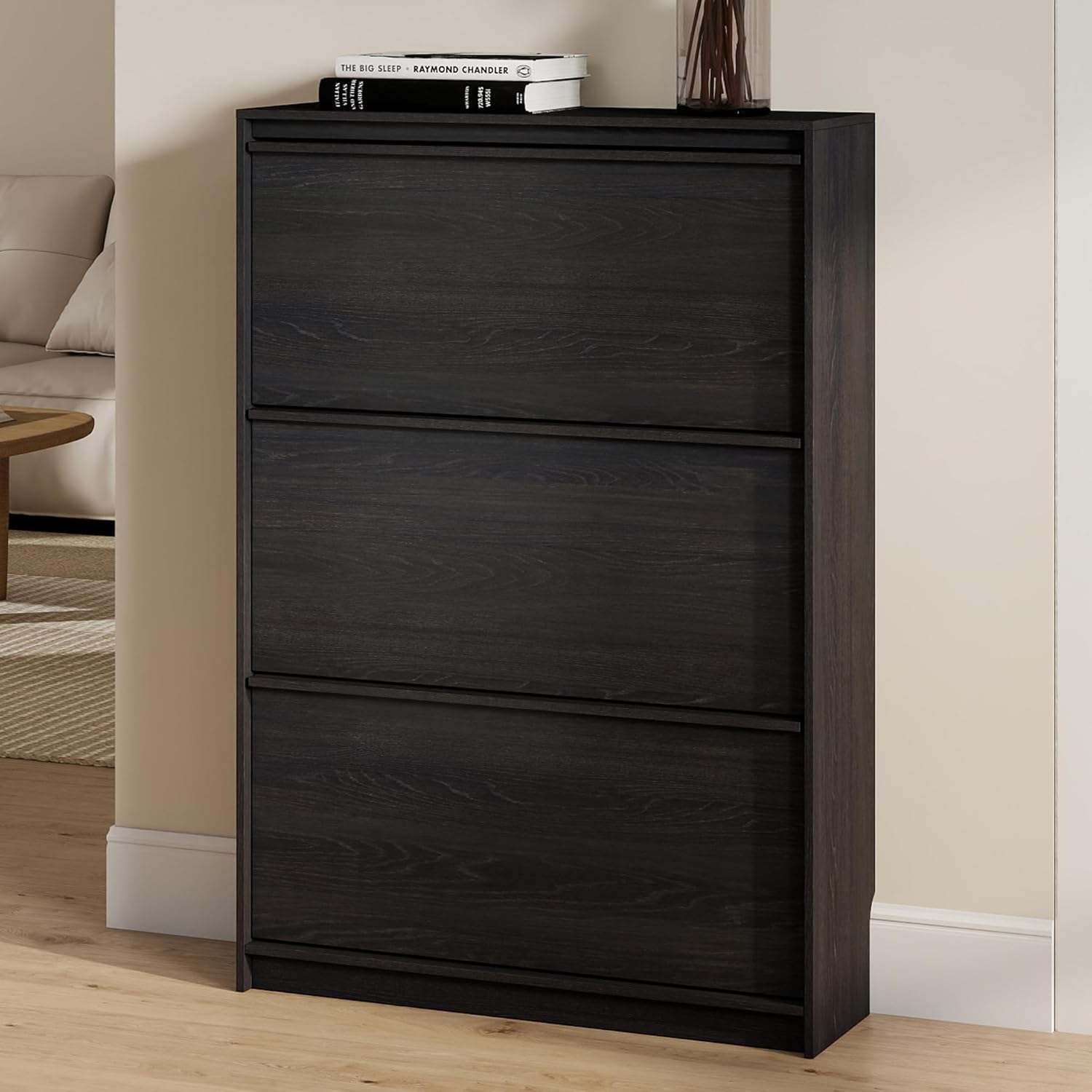Shoe Cabinet with 3 Flip Drawers, 31.5