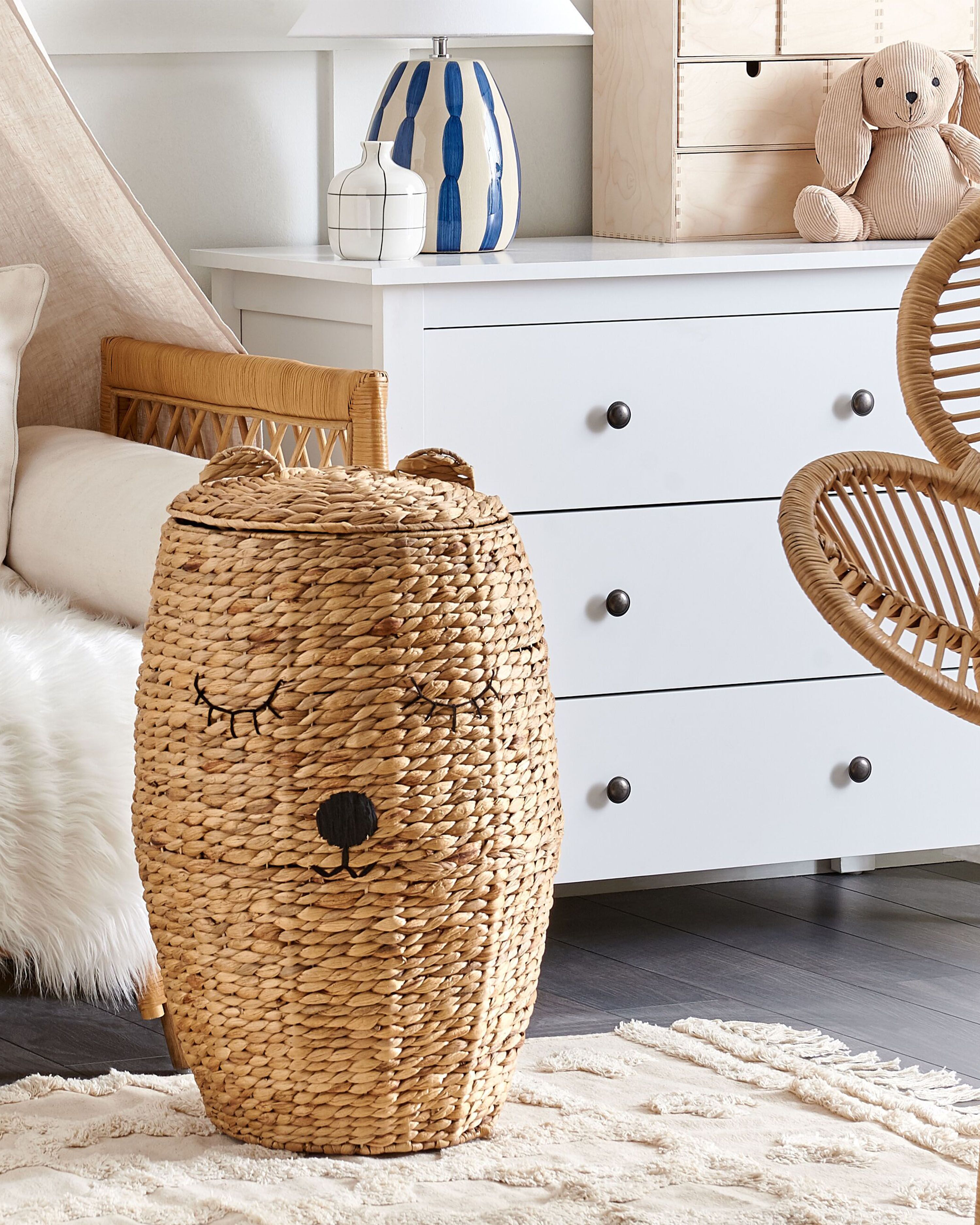 Kids Basket Teddy Bear SAMBUR Wicker Natural