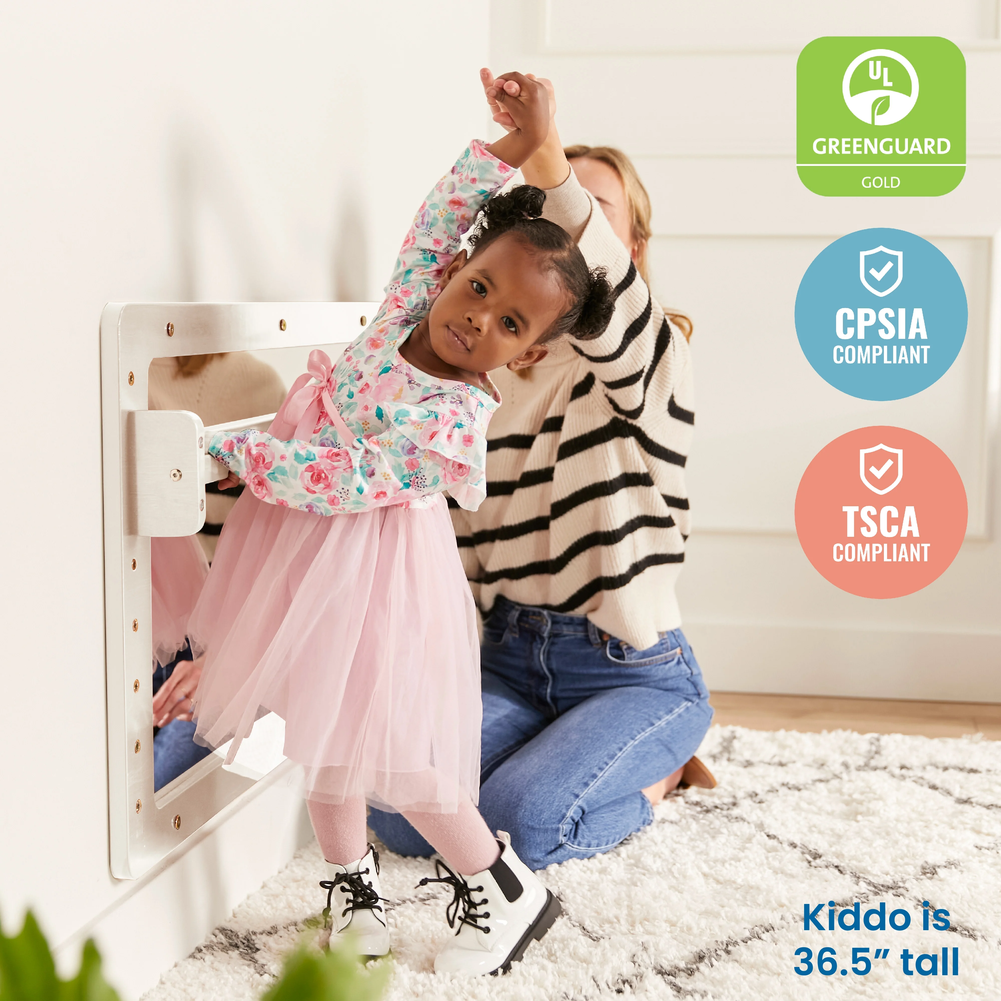 ECR4Kids Wall-Mounted Coordination Mirror, Natural - Image 33
