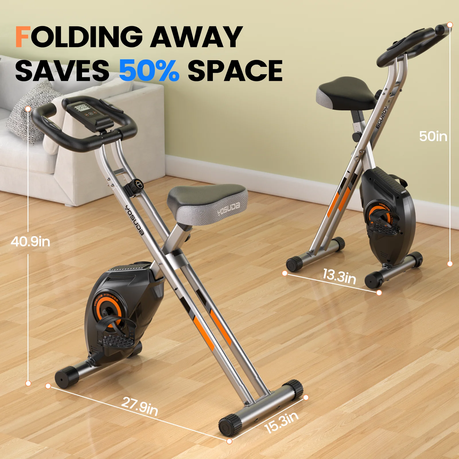 YOSUDA Folding Exercise Bike, Indoor Home Stationary Bike Workout 270LB Capacity - Image 5