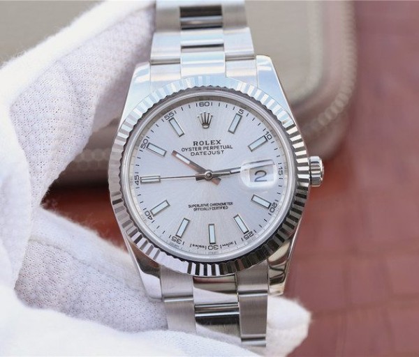 Replica Rolex DateJust 41mm 126334 Noob Fluted Bezel Silver Dial Stick Markers Bracelet A3235 - Elite Watch Atelier