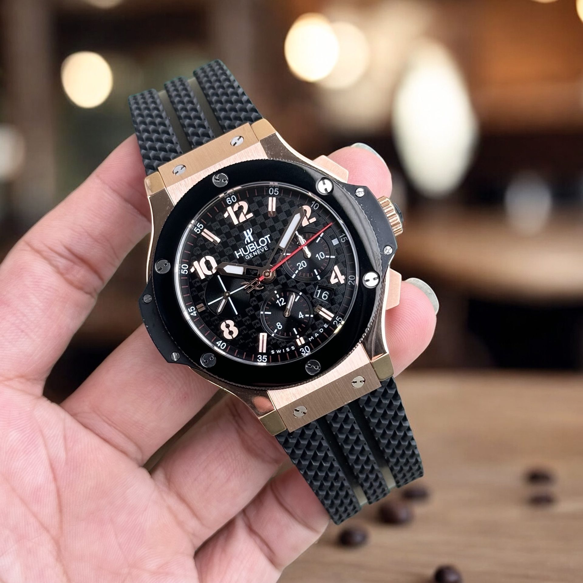 Hublot Rep 1:1 Watch Big Bang Chronograph King Gold Black Ceramic Bezel 44mm - Top club
