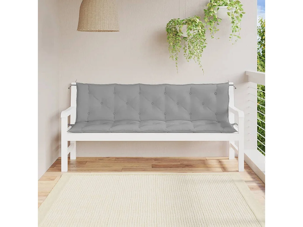 Coussins de banc jardin lot de 2 gris 180x50x7 cm tissu Oxford