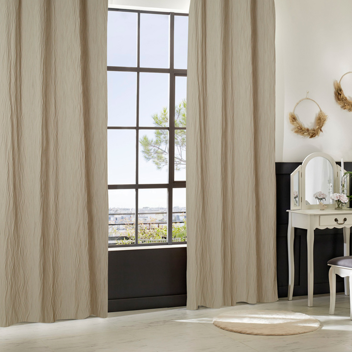Pleated curtain "Maely" Linen, 135x260 cm