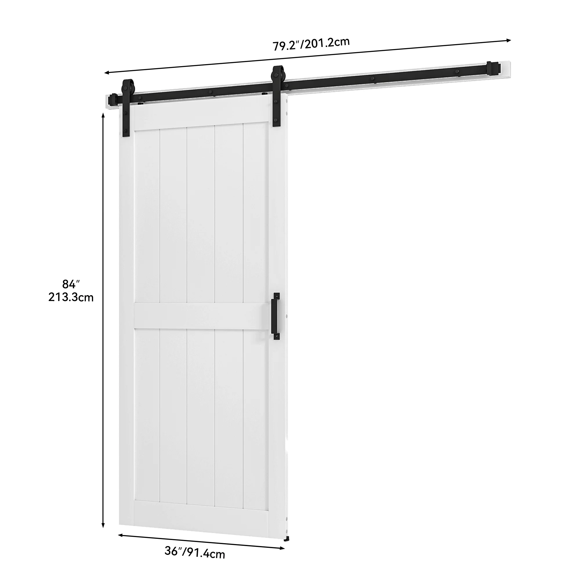 Uforic 48" x 84" Silding Barn Door,with Hardware Kit Rail,and Handle,Pulleys, Gray - Image 23