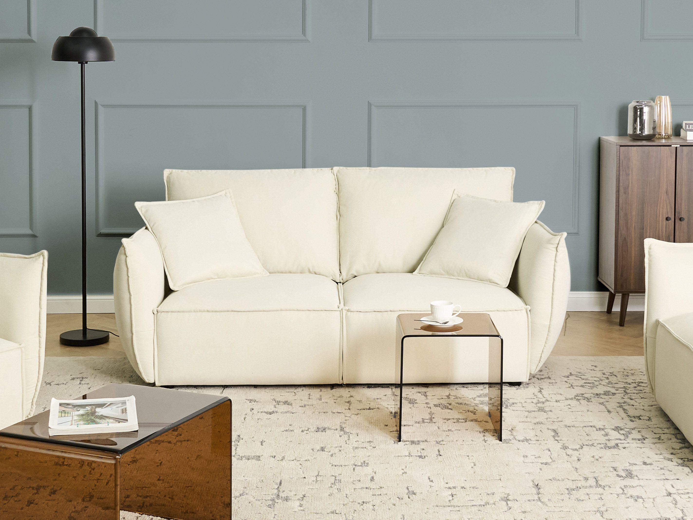 Sofa 3 Seater KUNES Fabric Light Beige