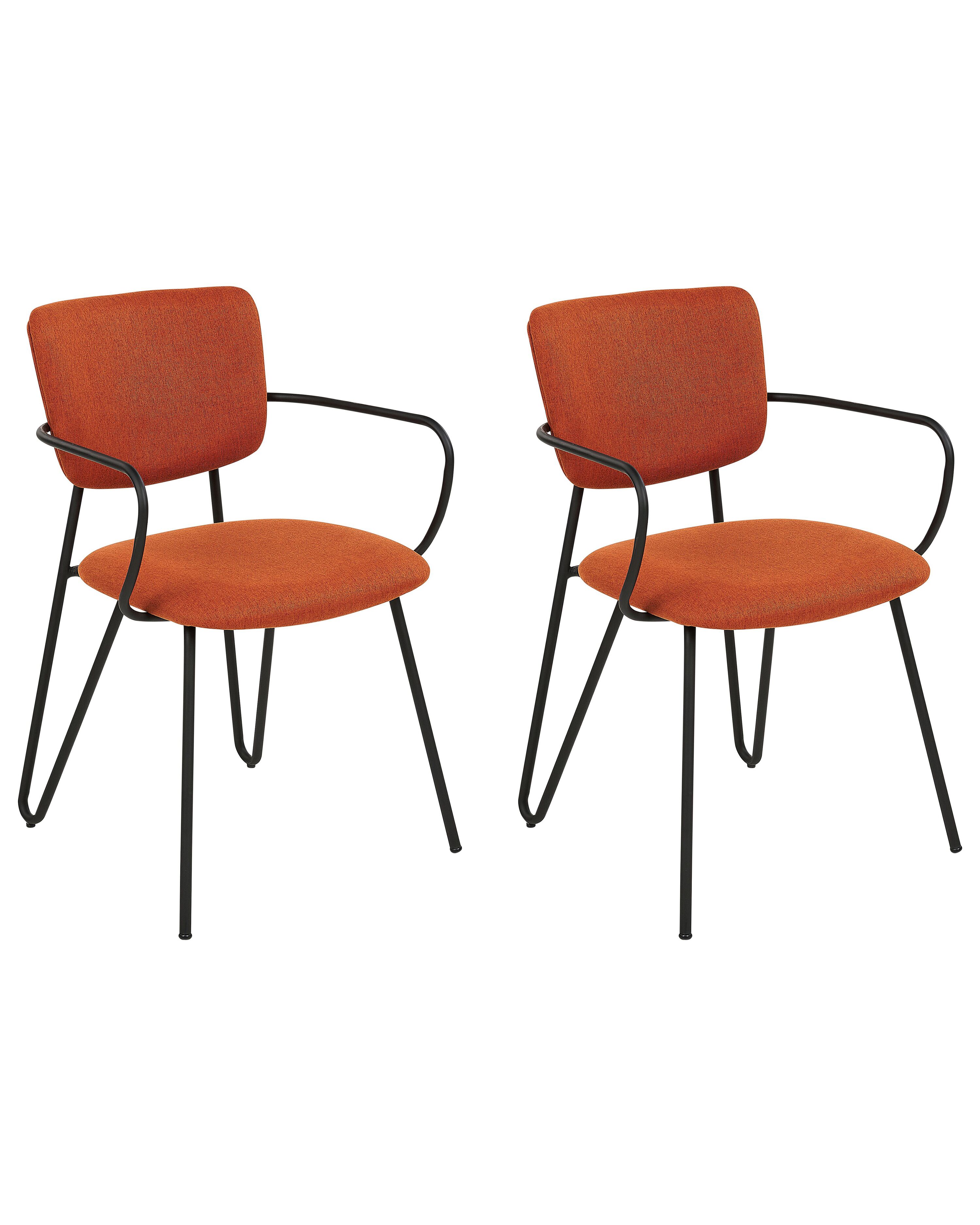 Set of 2 Dining Chairs ELKO Fabric Orange