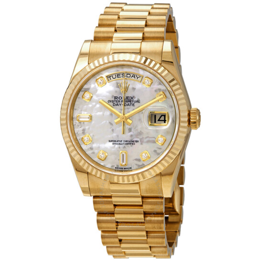 Rolex Day-Date 128238 Yellow Gold Mother Of Pearl Dial Replica - Elite Watch Atelier