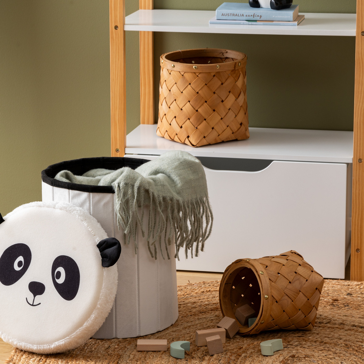 Folding children's panda storage pouf "Andy" Black & White, D. 30x36 cm