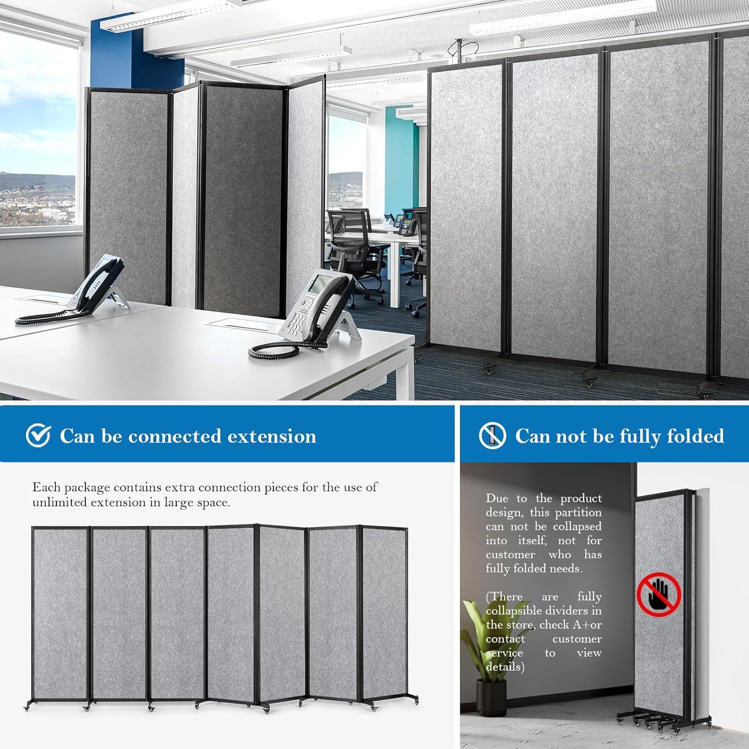 Room Partition,Office Divider,Portable Commercial Screen Dividers,Privacy Partition Separator,Classroom School Dividers,12'7