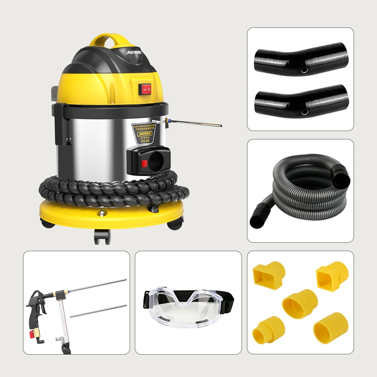AUTOOL HTS558 Walnut Sand Carbon Deposition Clean Machine Walnut Shell Media Powder Sandblasting Machine Automotive Engine Intake Pipe Valve De-Carbon Cleaning Machine for Rust Grime Paint Removing - Image 12