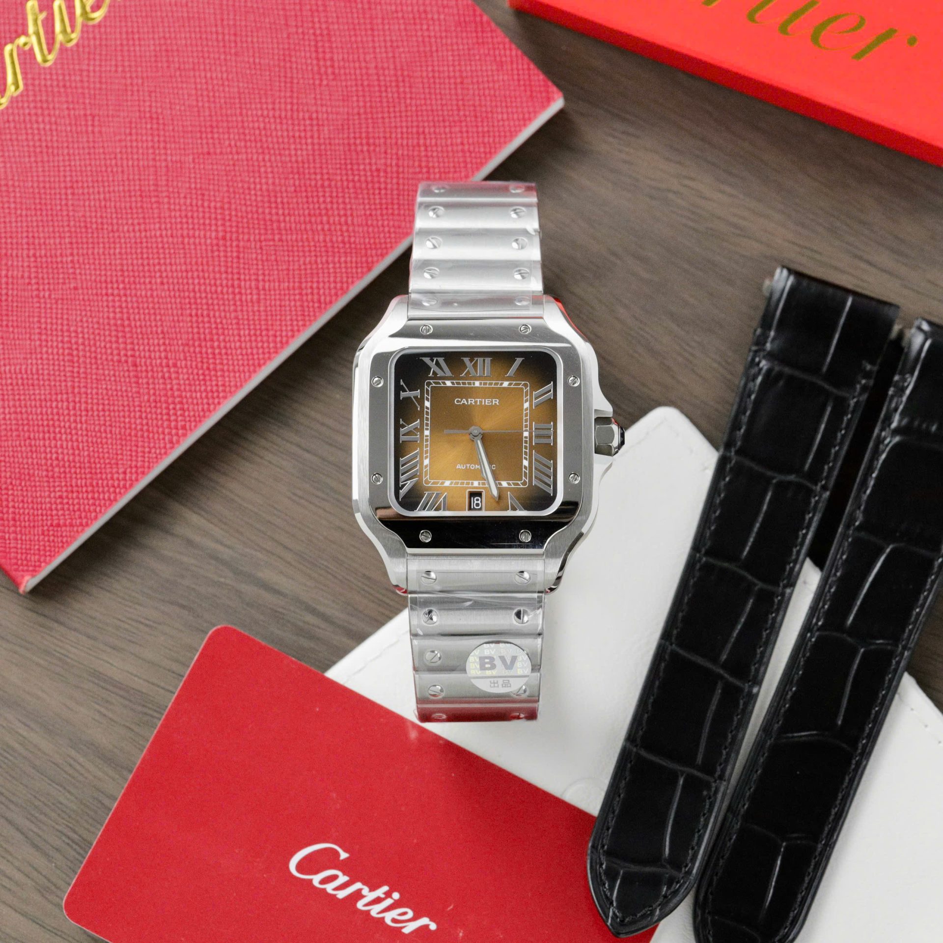 Cartier Santos WSSA0064 Fake Watch Brown Dial BV Factory 39.8mm - Top club