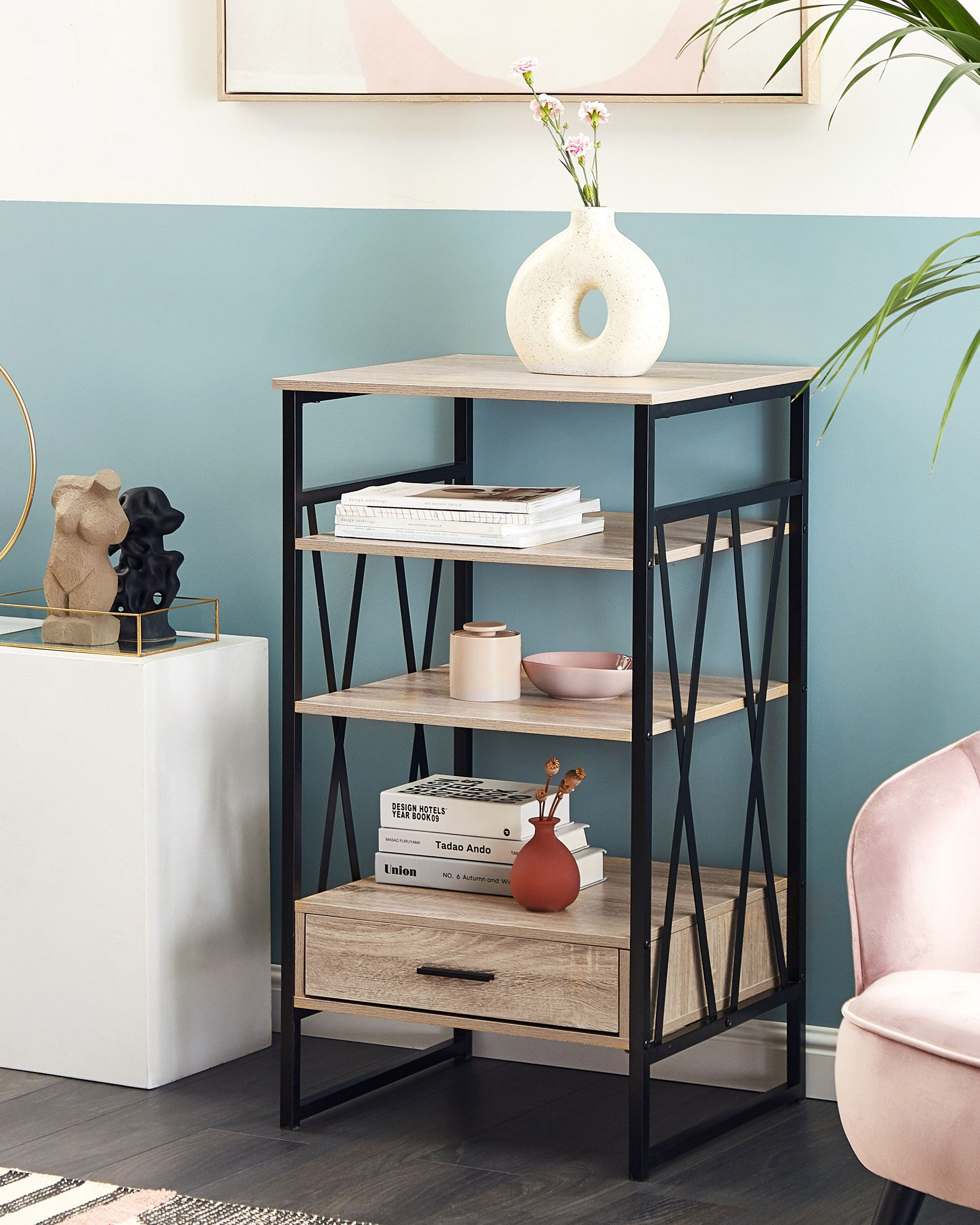 3 Tier Shelving Unit KEENE 101 cm Light Brown