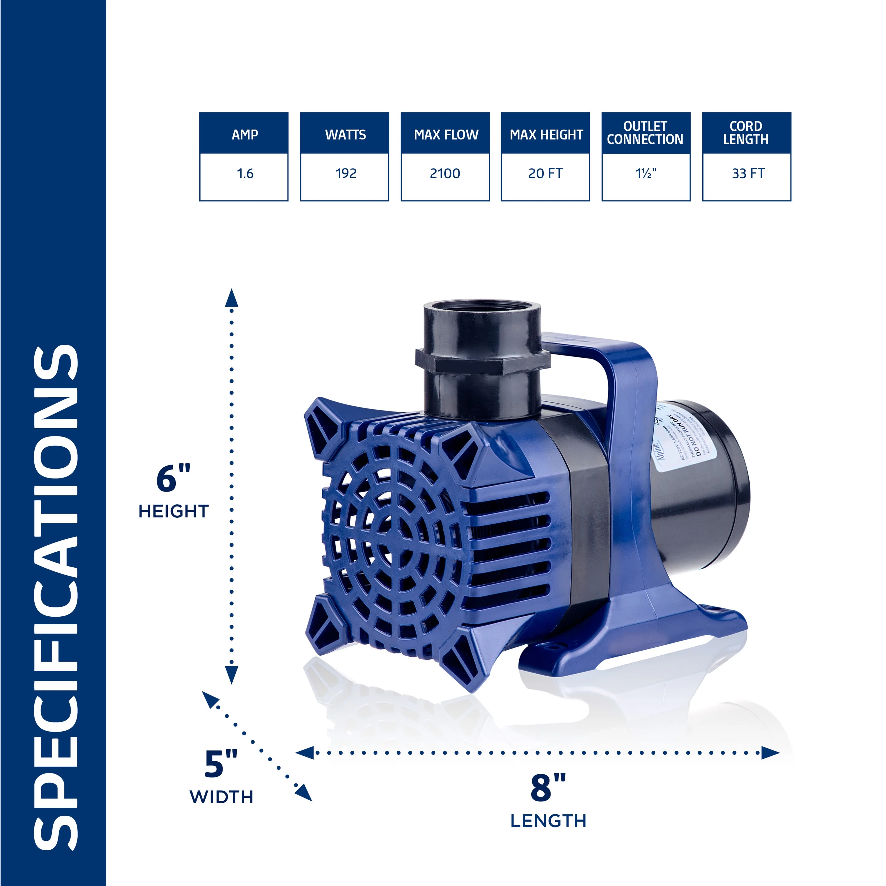 Alpine Corporation 2100 GPH Cyclone Pond Pump Submersible - Image 4