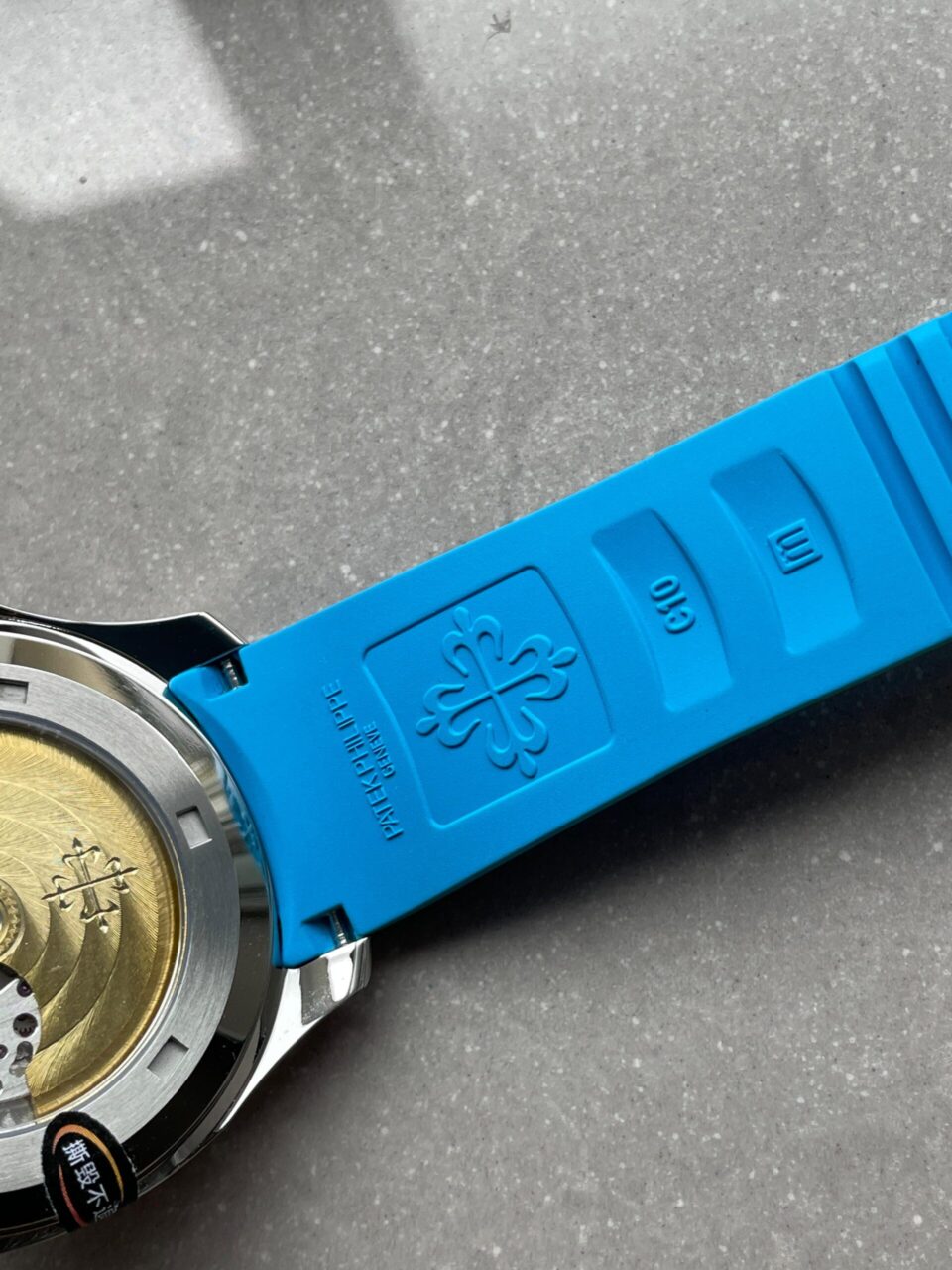 Replica PATEK PHILIPPE Aquanaut 5168G 42mm SS 3KF 1:1 Best Edition Black Dial on Light Blue Rubber Strap A324 V2 - Top club