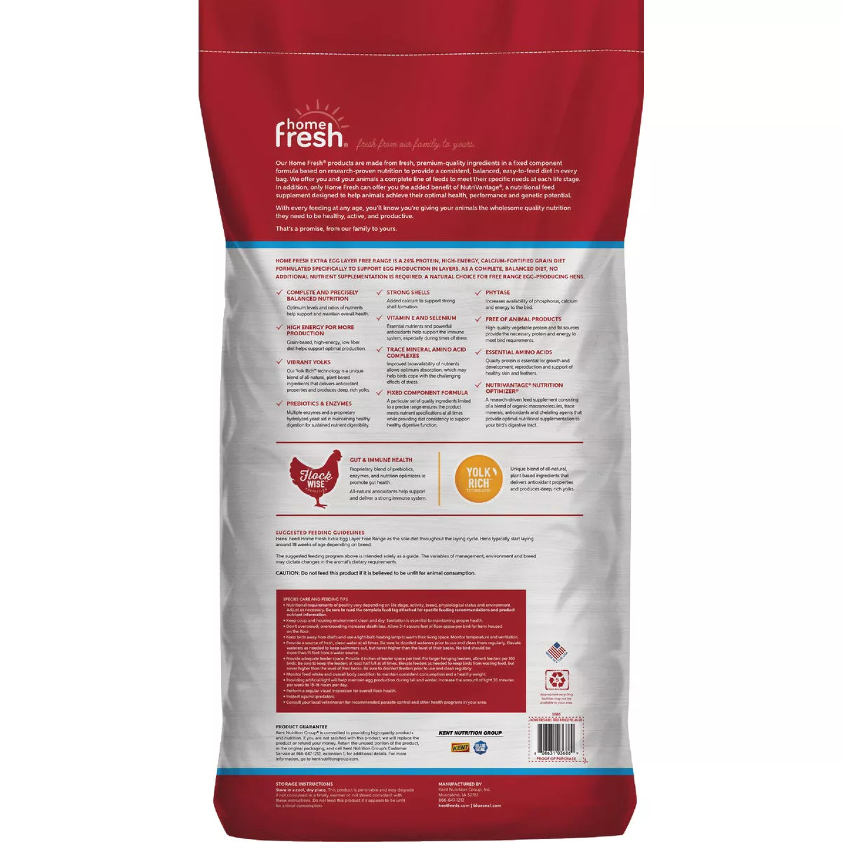 Kent Home Fresh Extra Egg Layer Free Range 40 Lb. Pellet Feed