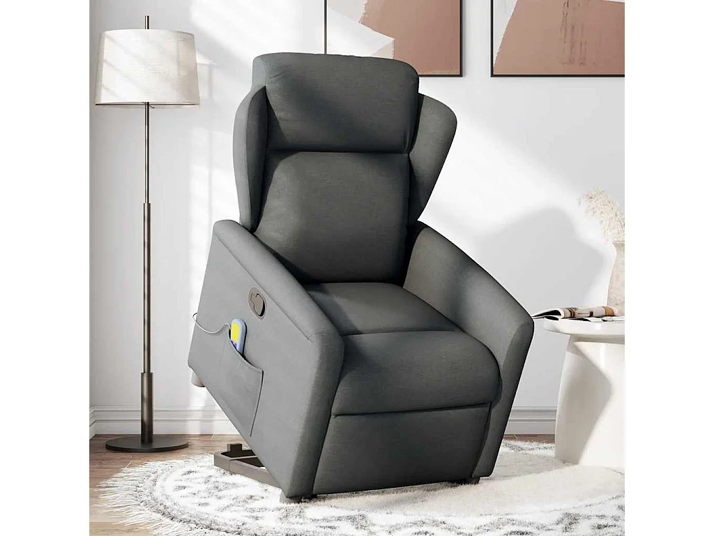 Fauteuil inclinable-Chaise de relax-Fauteuil de Massage Gris foncé Tissu SHL5444