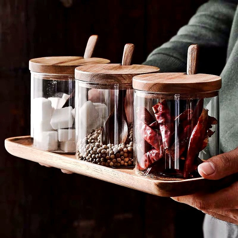 PureOrganix Glazen Pot Set - Elegante Opslag met een Natuurlijke Touch - Perfect voor Stijlvolle en Praktische Organisatie