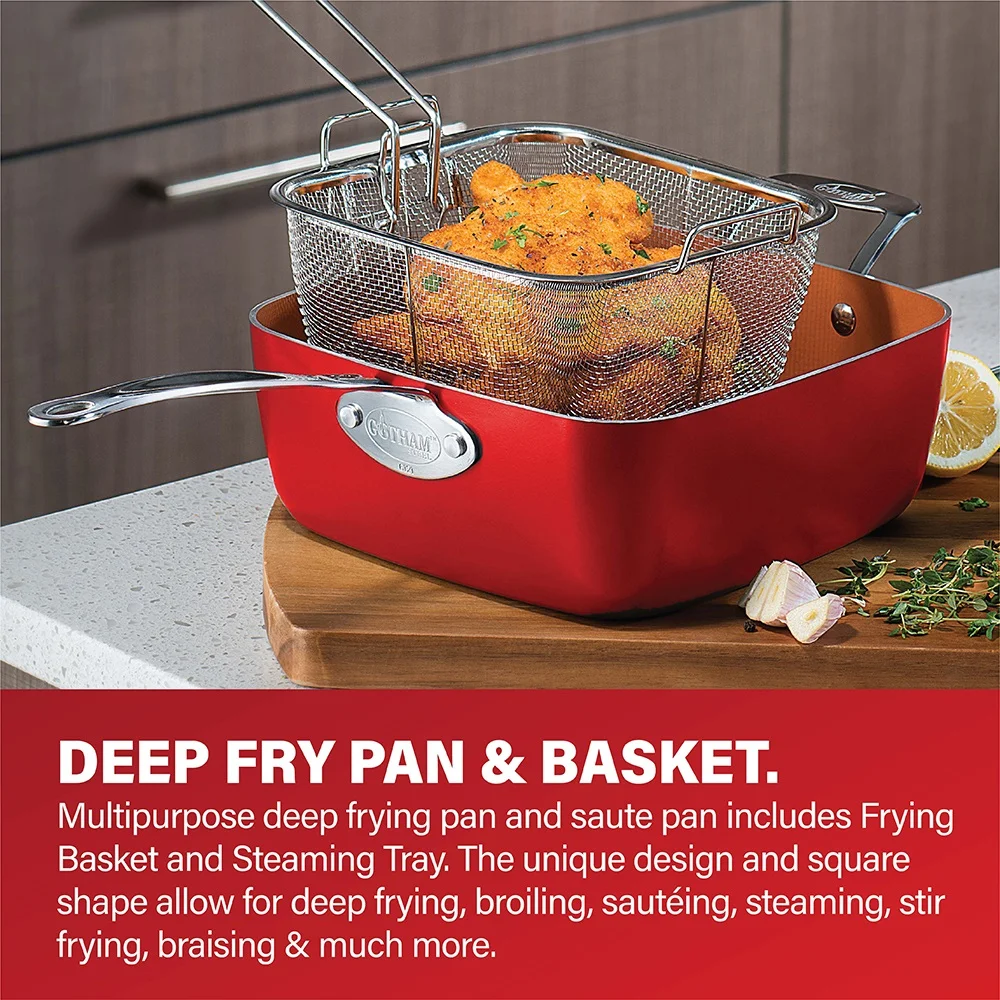 Gotham Steel 32 Pcs Pots and Pans Set Non Stick, Cookware Set with Bakeware and Premium Food Storage Set Nonstick Pots and Pans Set, Red - Image 10