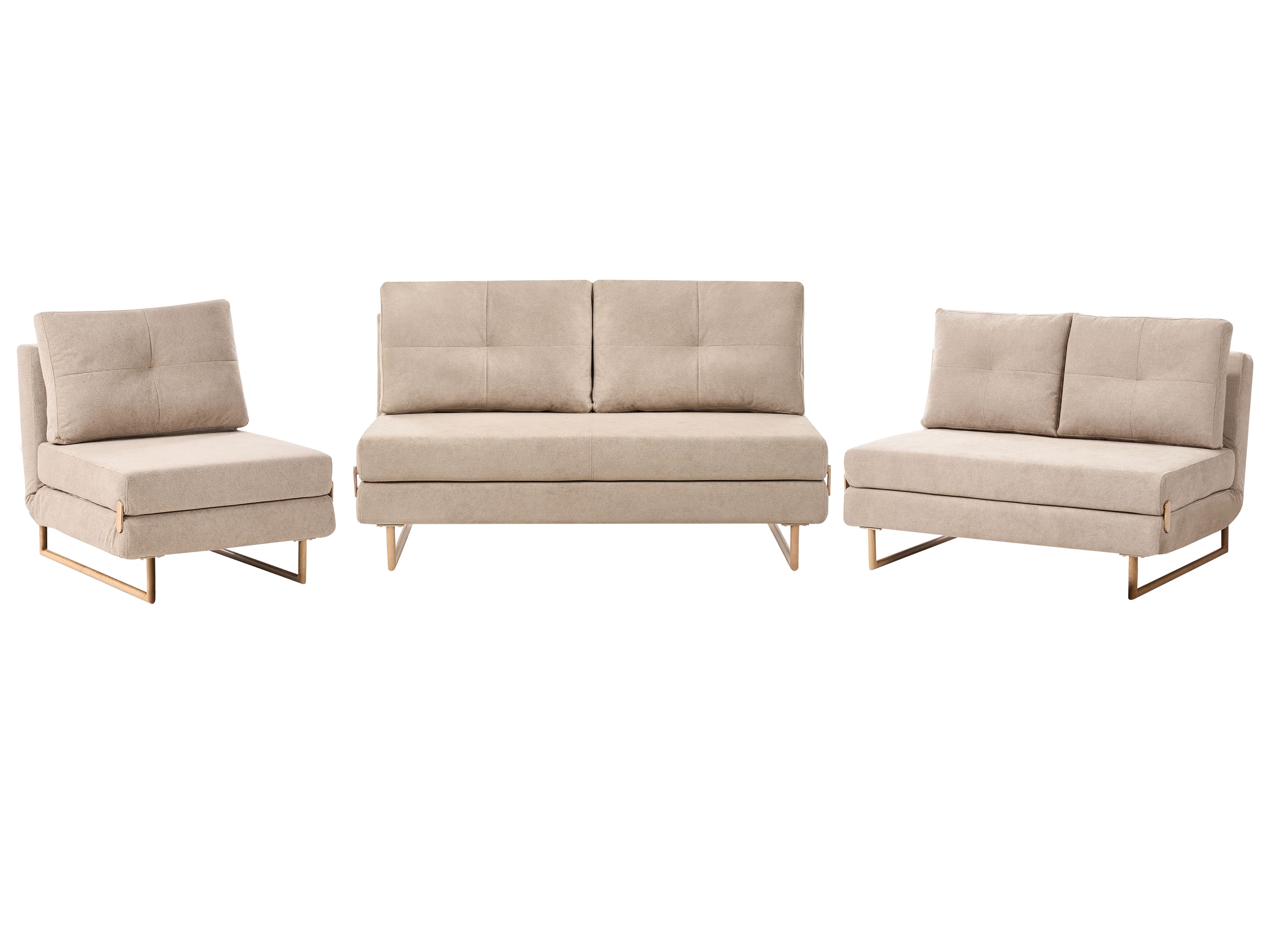 Living Room Set 6 Seater JERSLEV Fabric Light Brown