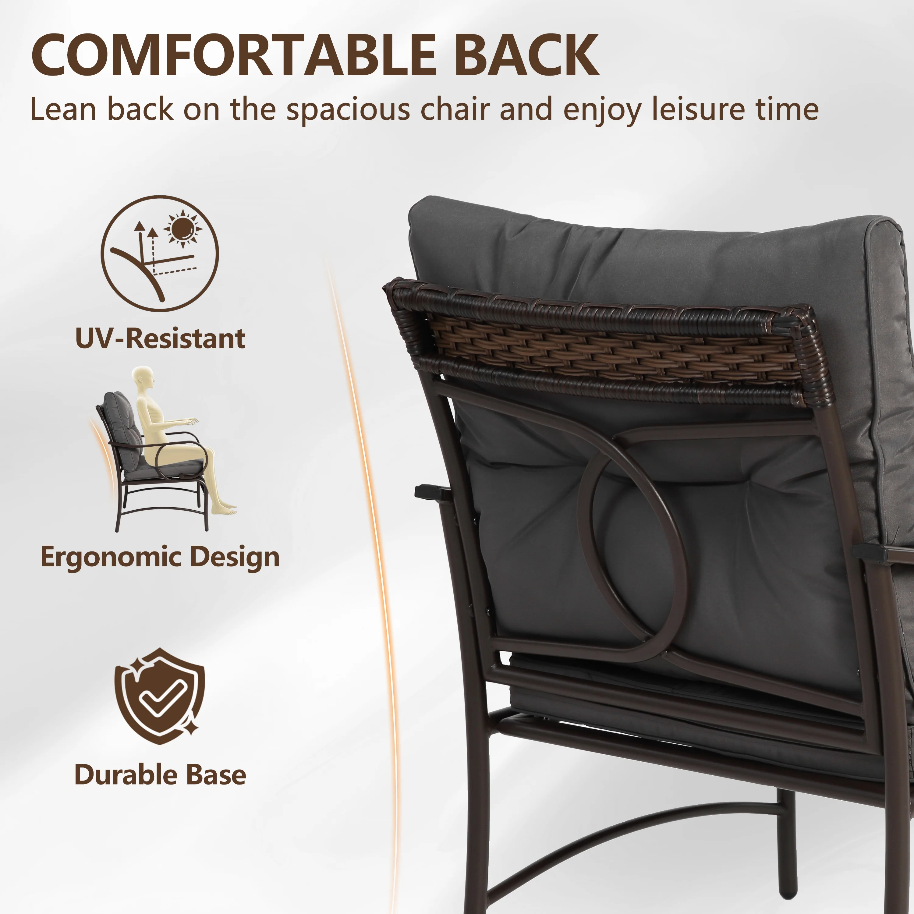 Patio Sofa Set, 4 Pieces Outdoor Sectional Furniture, All-Weather PE Rattan Wicker Patio Conversation Set, Cushioned Sofa Set with Coffee Table for Patio Garden Poolside Deck - Image 27