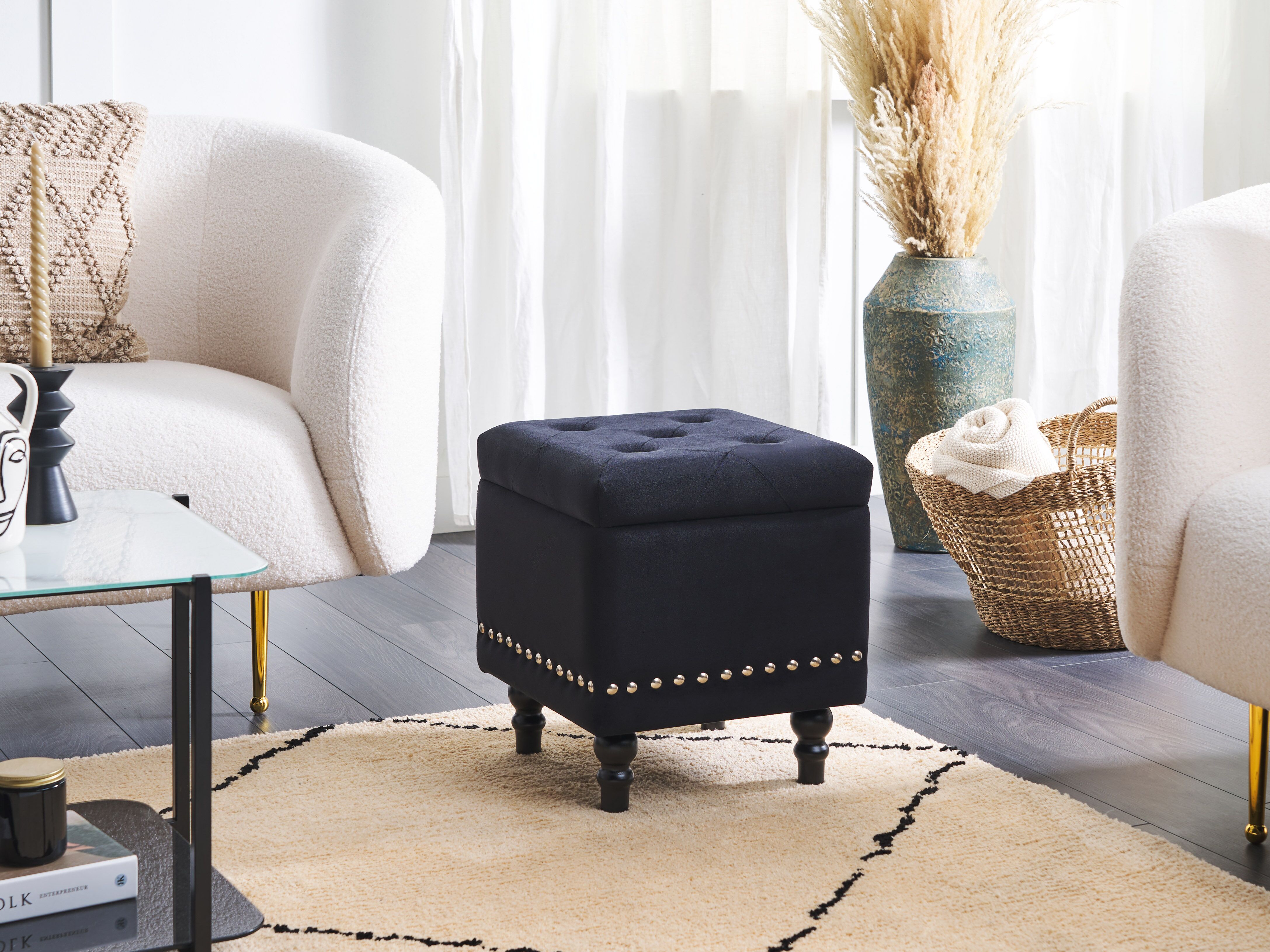 Storage Pouffe LORETTO Velvet Black