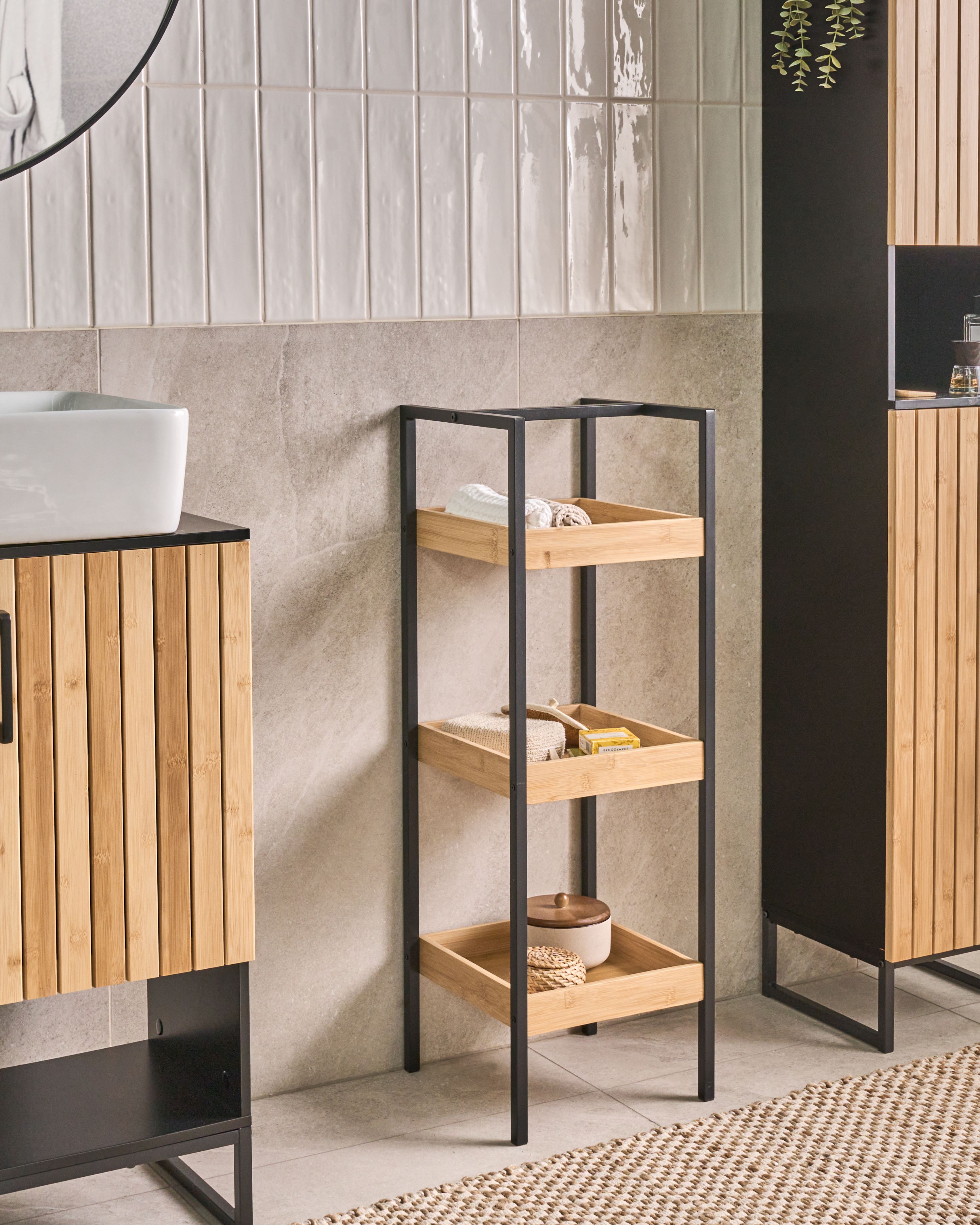 3 Tier Shelving Unit TAJZARA Bamboo Light Brown