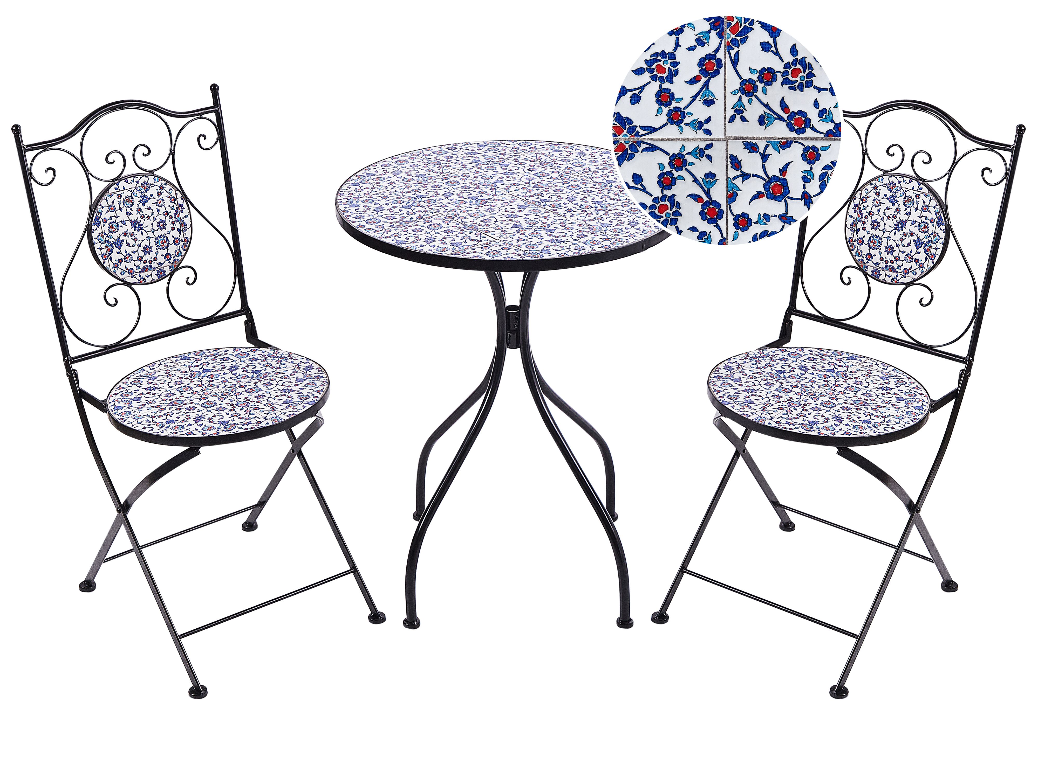 Bistro Set Folding CAMPRENA Metal Black
