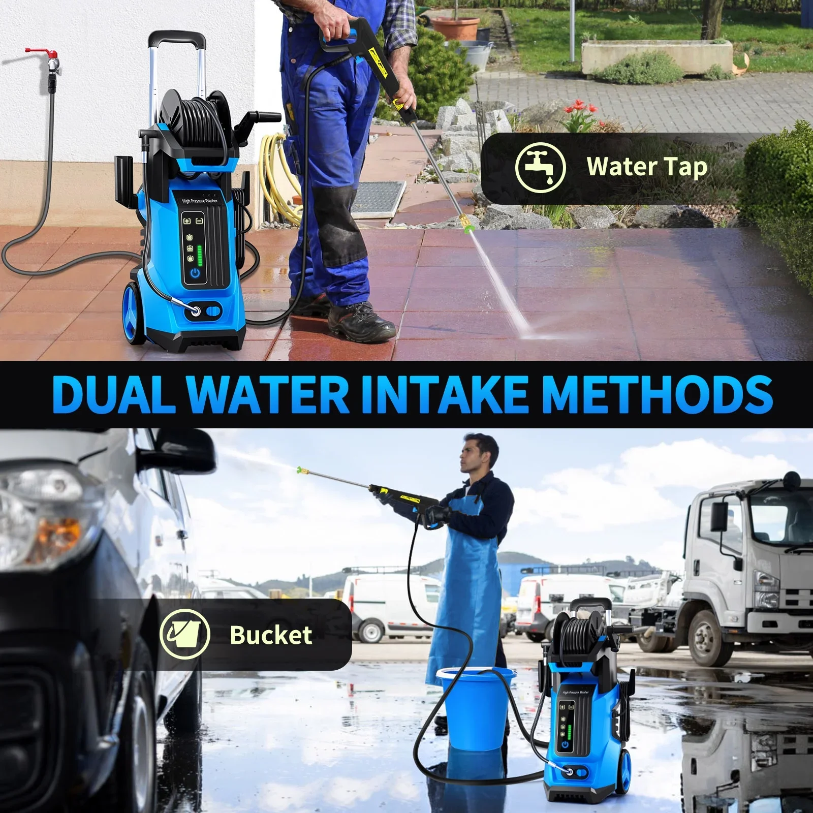 SUGIFT Electric Pressure Washer 4500PSI-Max 3.2GPM with Touch Screen Adjustable Pressure and 5 Nozzles Power Washer Cleaning for Patio,Blue - Image 7