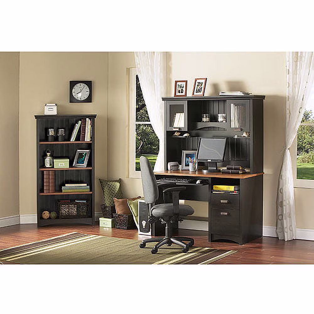 Gascony 4-Shelf Bookcase-Rubbed Black-South Shore - Image 3
