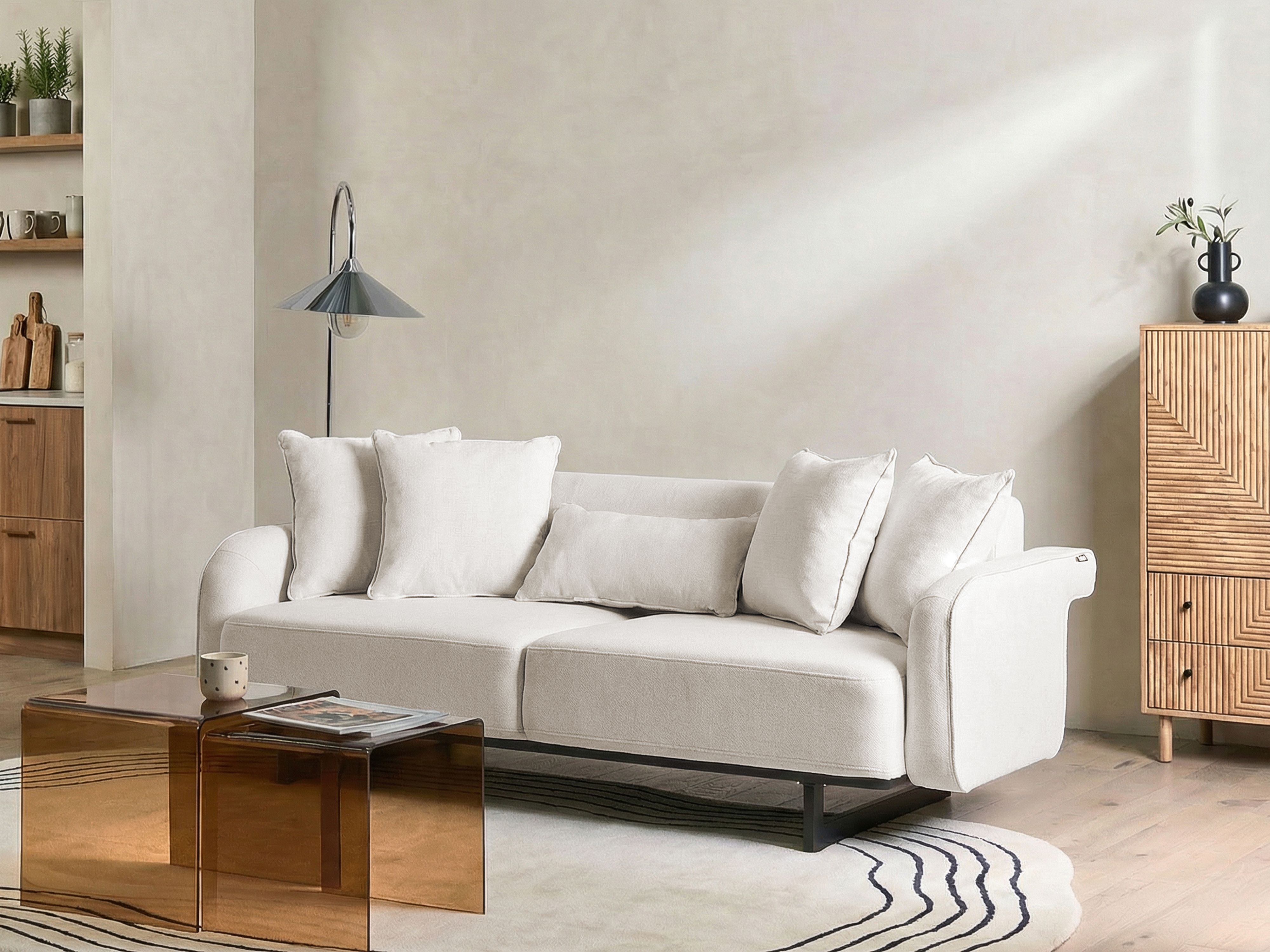Sofa 3 Seater SVANEK Fabric Off-White