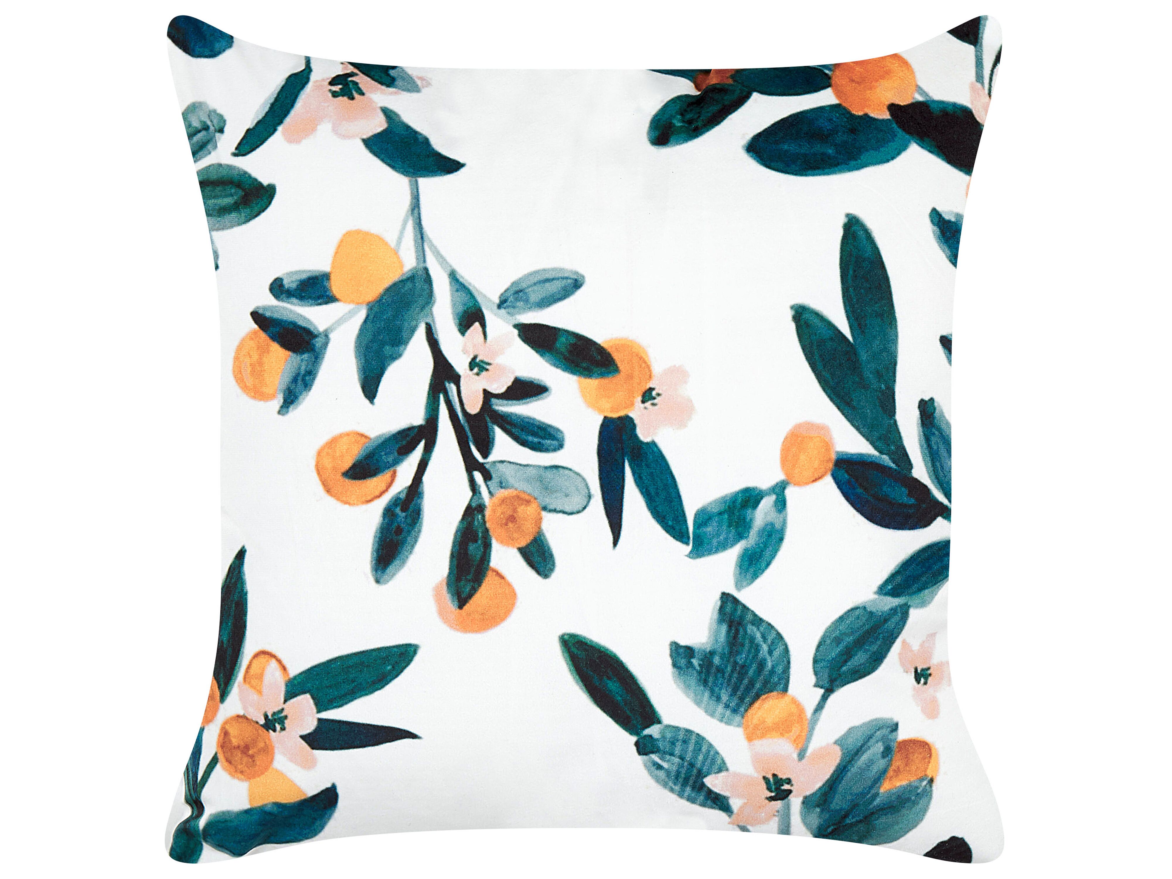 Throw Cushion KNAUTIA Velvet 45 x 45 cm Multicolour Plant Pattern