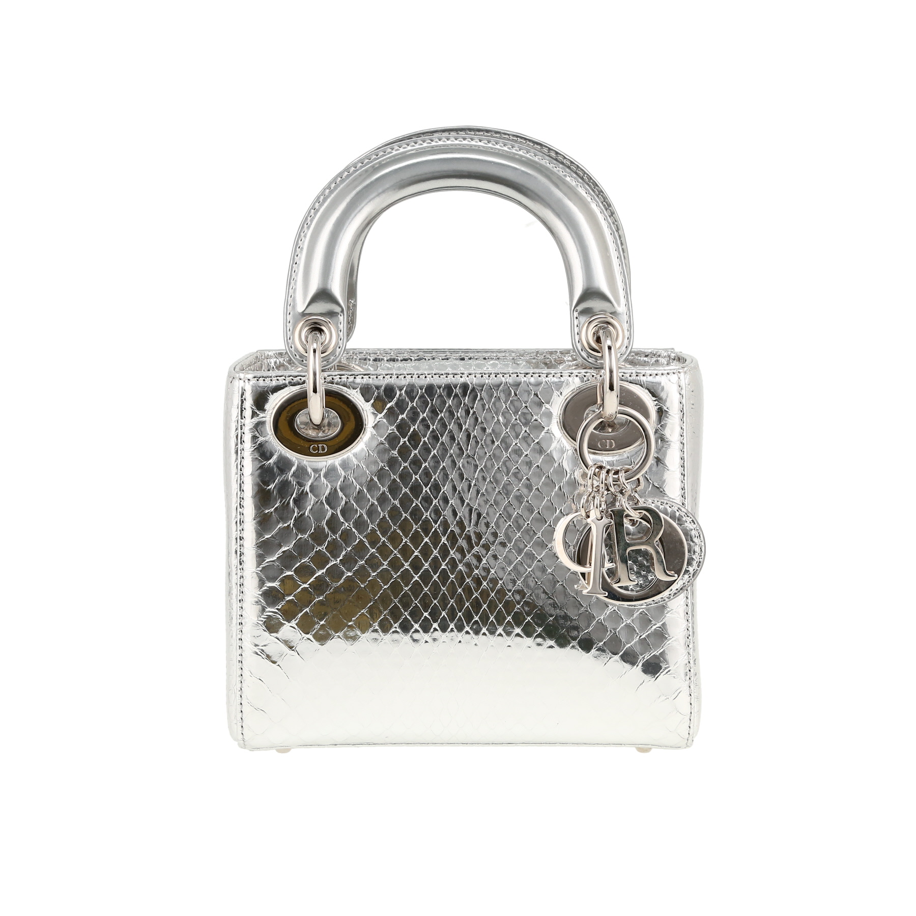 Dior Mini Lady Dior handbag in silver python1:1High-quality replica