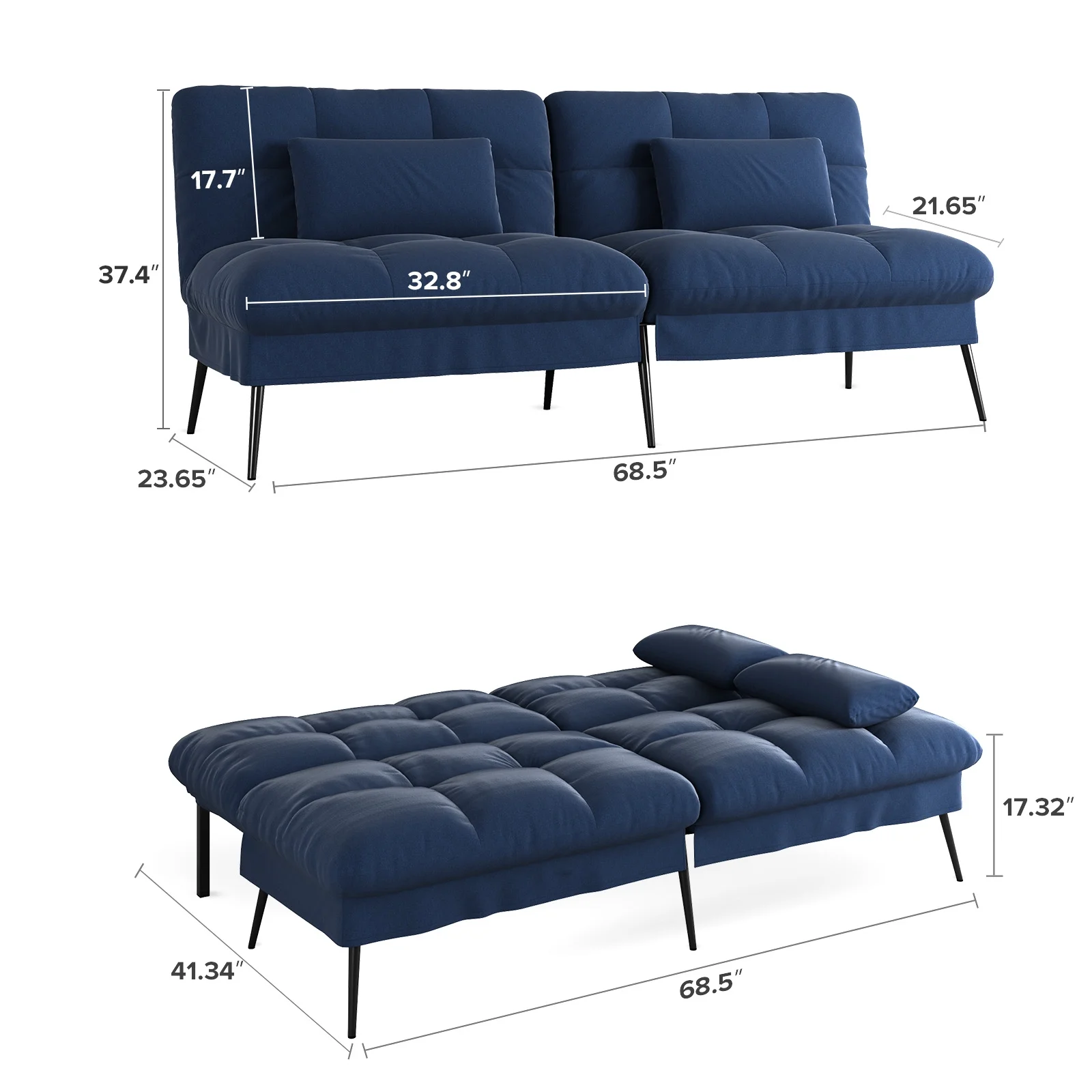 COMHOMA Cloud Comfort Convertible Futon Sofa Bed, Gray - Image 12