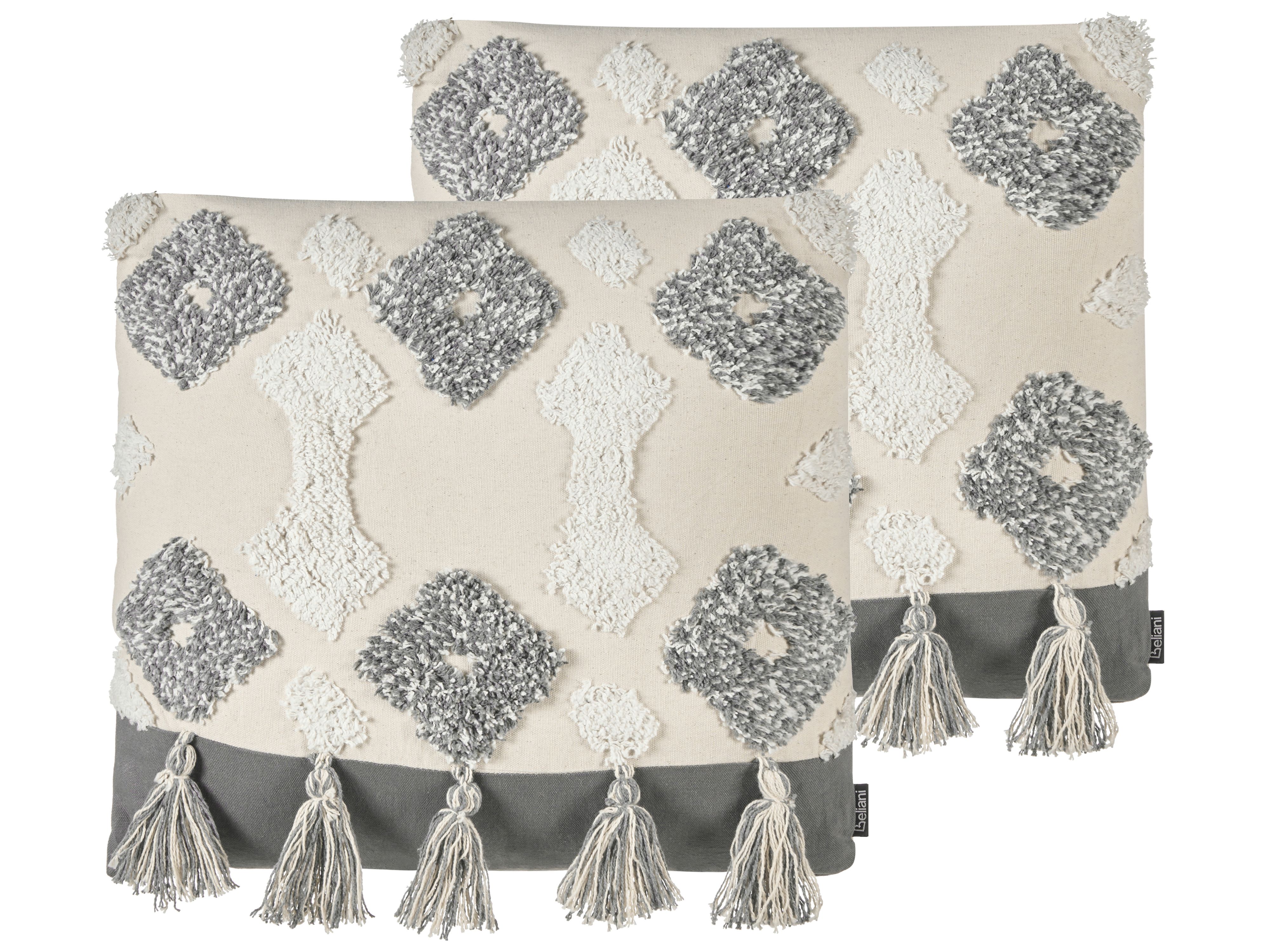 Set of 2 Decorative Cushions ALOCASIA Cotton 45 x 45 cm Beige Geometric Pattern