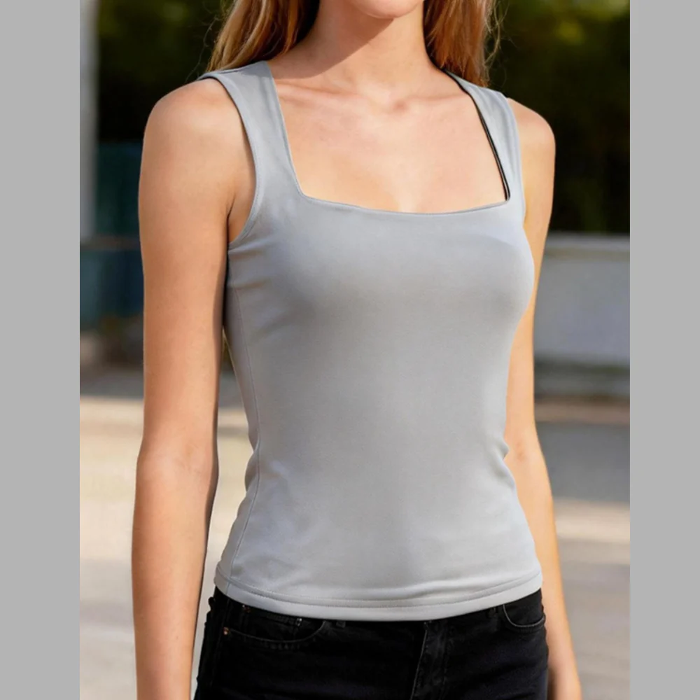 Full Size Square Neck Slim Fit Tank Top Plus Size - ZKZOOK