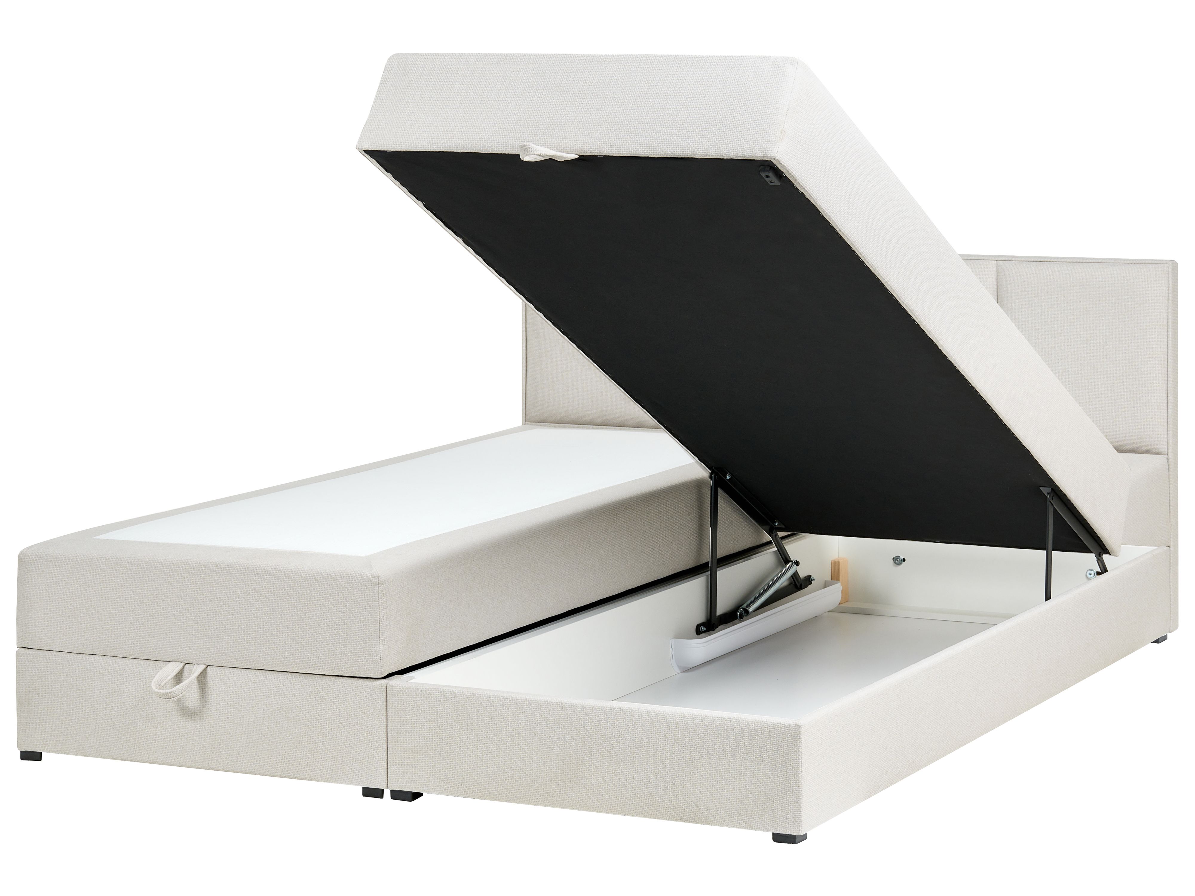 Divan Bed with Storage Fabric BARONET 180 x 200 cm (EU Super King) Off-White