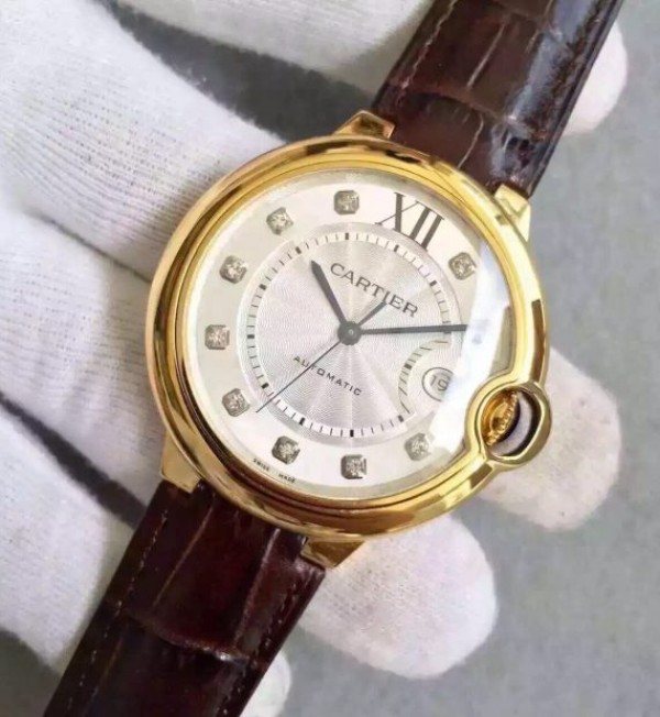 Replica Cartier JF Ballon Bleu 42mm YG White Dial Leather Strap MIYOTA9015 - Elite Watch Atelier