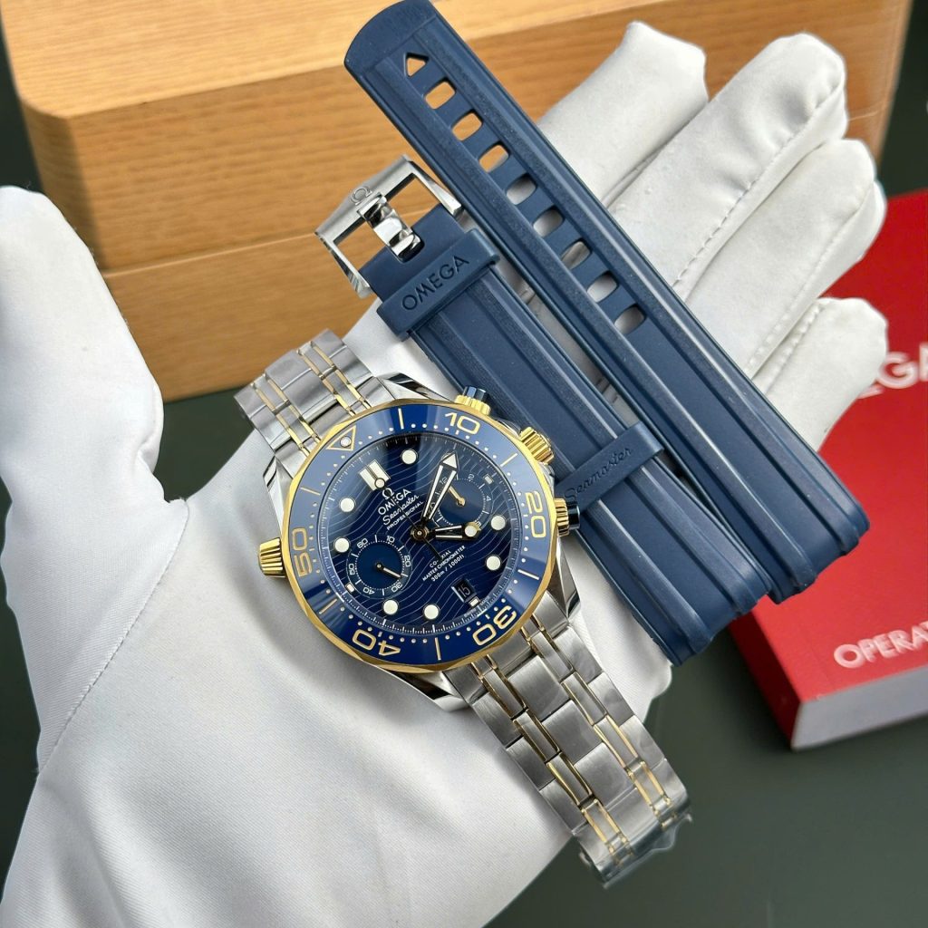 Omega Best Copies Watch Seamaster Diver 300M Chronograph Dial Blue N1 Factory 44mm - Elite Watch Atelier