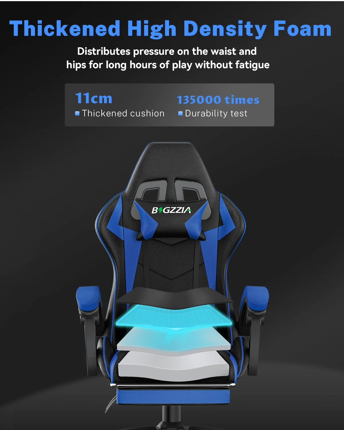 Bigzzia Gaming Chair with Footrest, Gaming Chair for Adult with Headrest and Lumbar Support,Red - Image 43