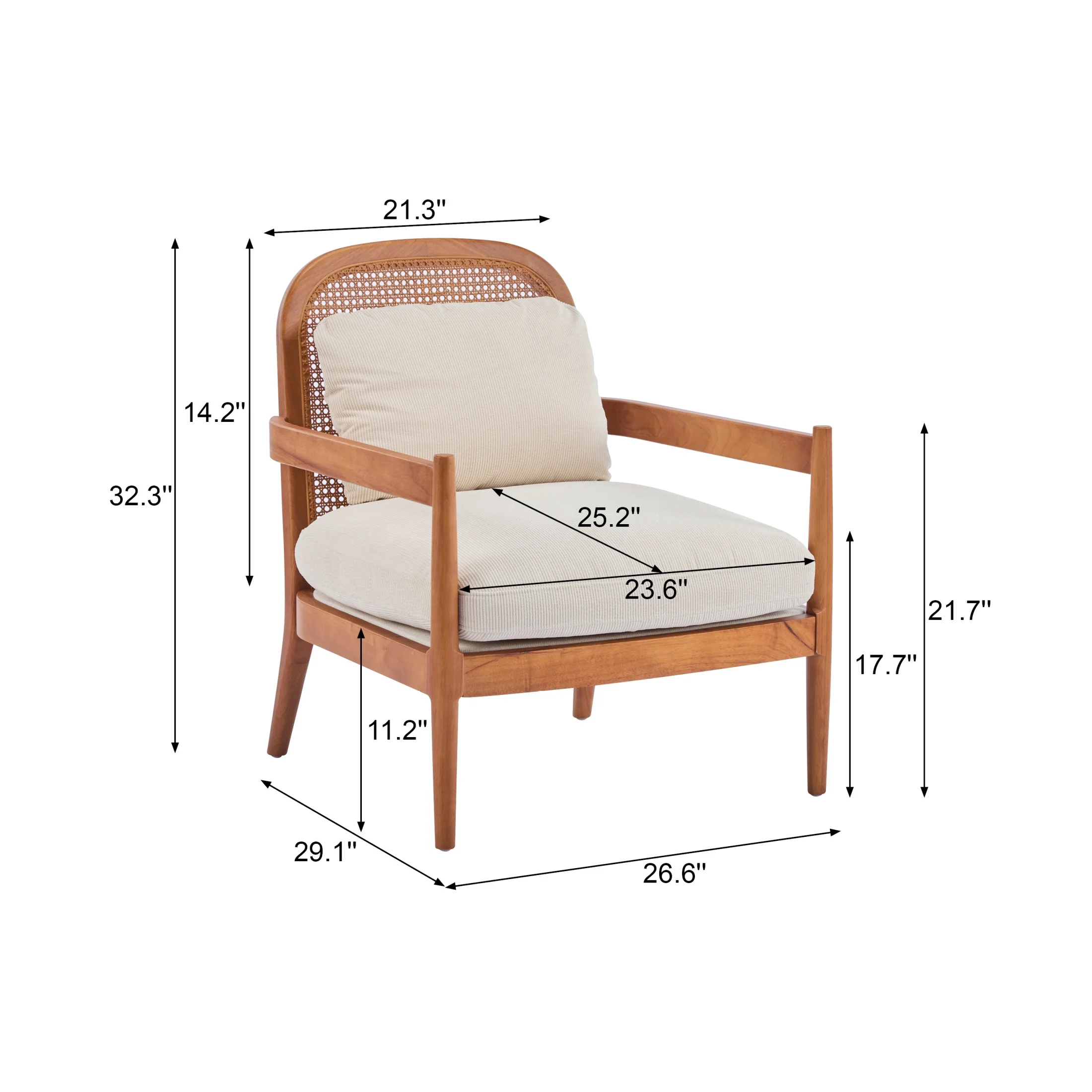 Christopher Knight Home Mid-Century Modern Accent Chairs, Wood Frame with Rattan Backrest, Grayish Green, Set of 2 - Image 29